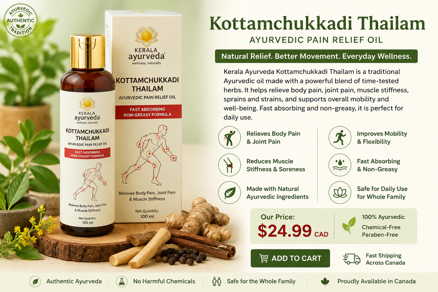 Kerala Ayurveda Kottamchukkadi Thailam – Ayurvedic Pain Relief Oil