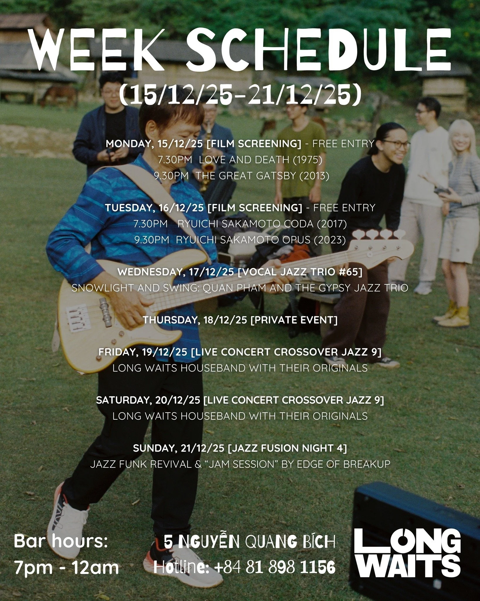 Weekly schedule 14/12/2025 - 21/12/2025
