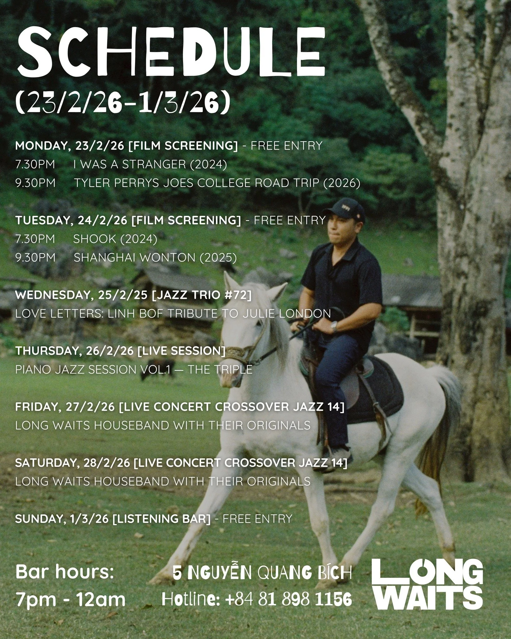 Weekly schedule 23/2/2026 - 1/3/2026