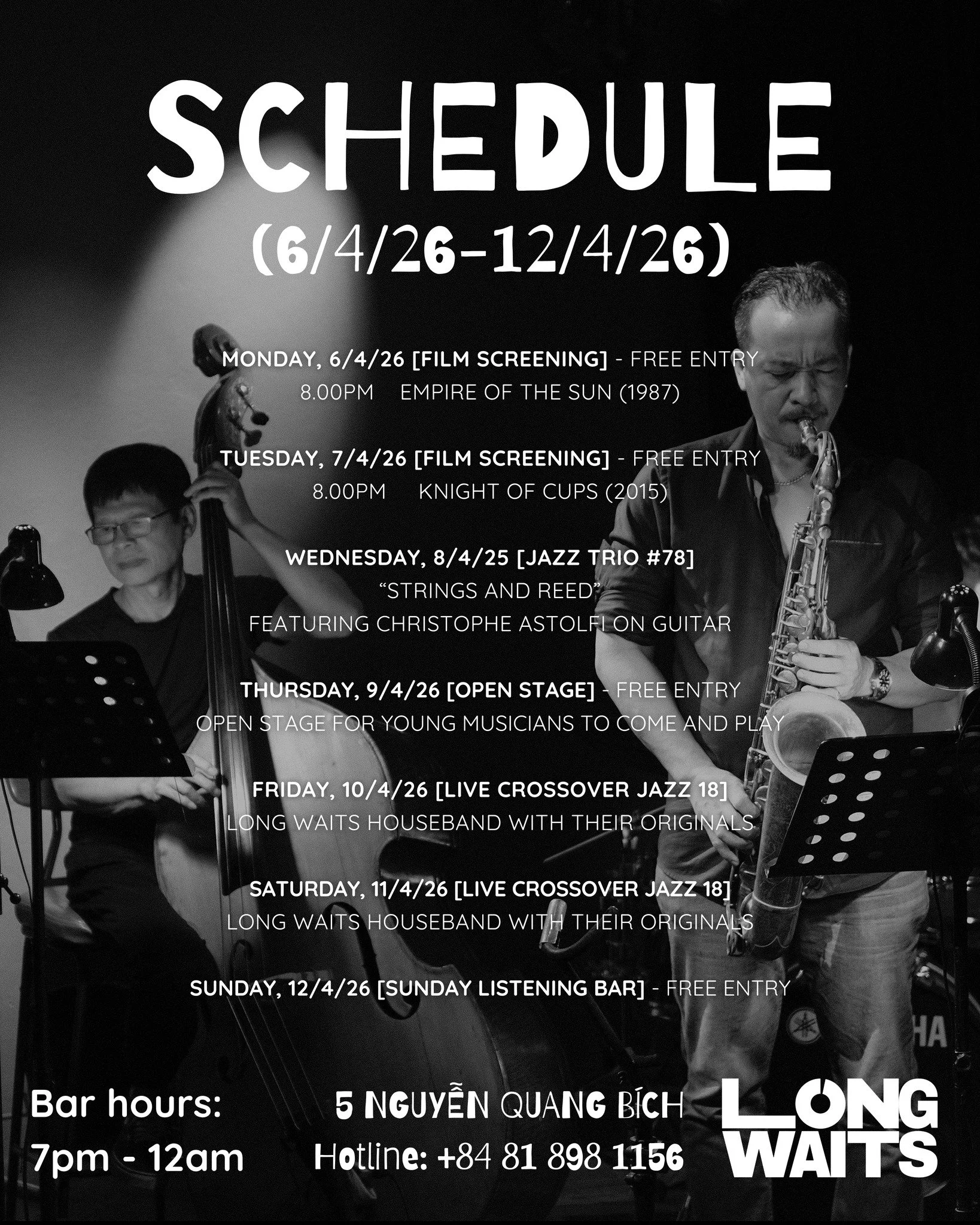 Weekly schedule 6/4/2026 - 12/4/2026