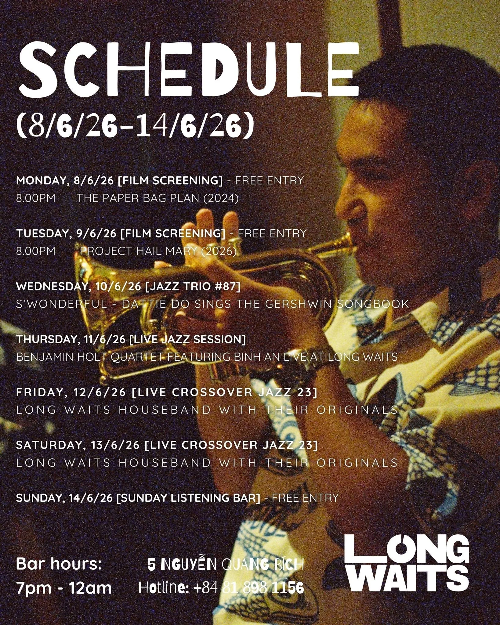 Weekly schedule 8/6/2026 - 14/6/2026