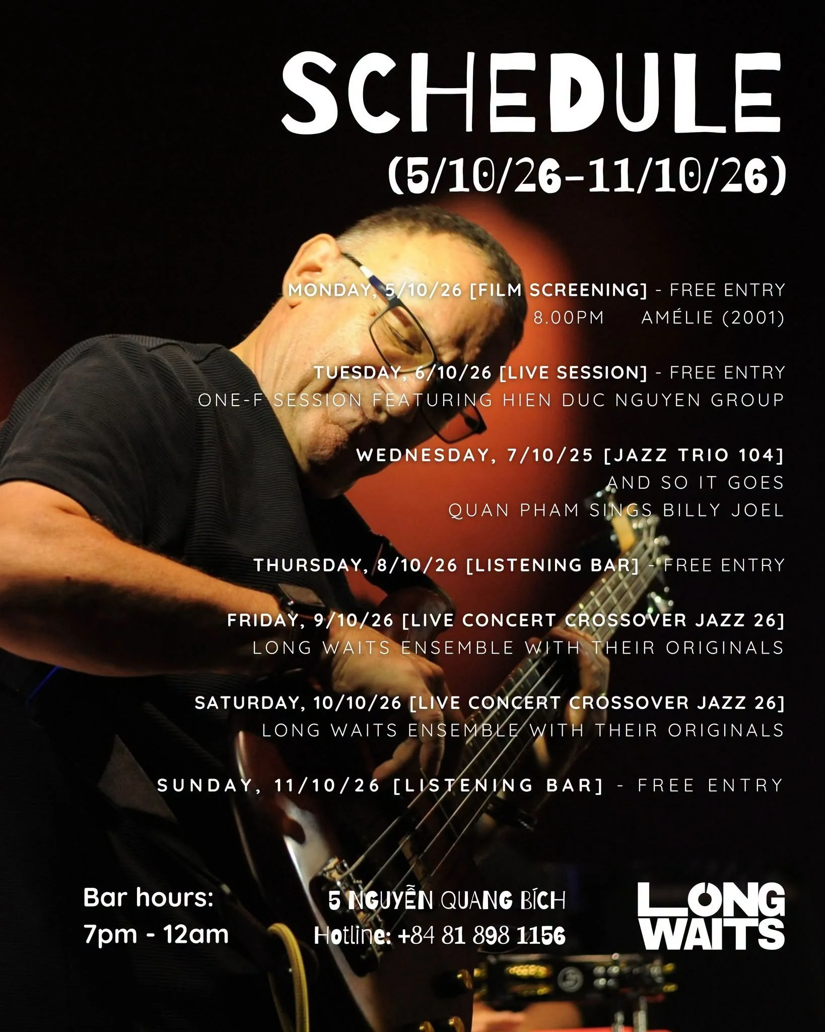 Weekly schedule 5/10 - 11/10/2026