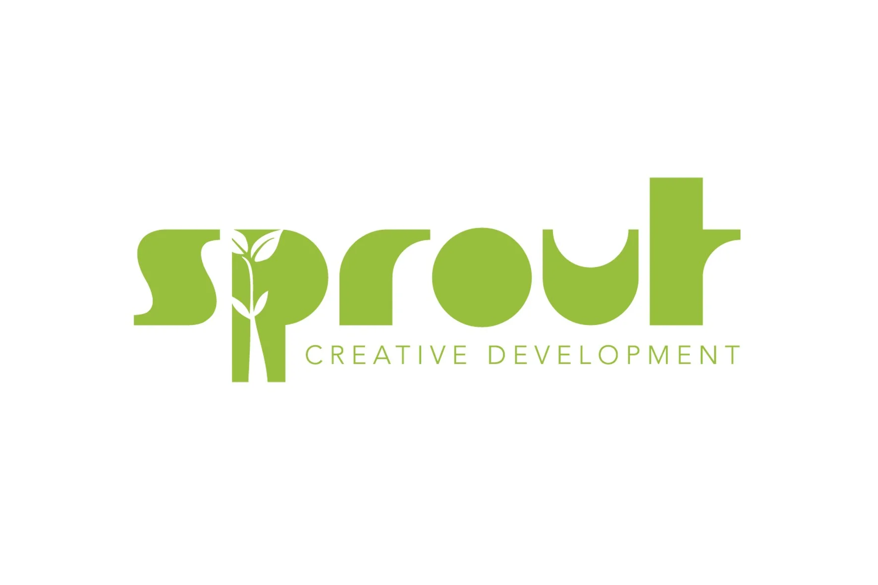 Logo for Sprout Creative Development, with the word 'Sprout' in green letters and a small sprout illustration growing from the 't' in green, and the words 'Creative Development' in smaller green font underneath.