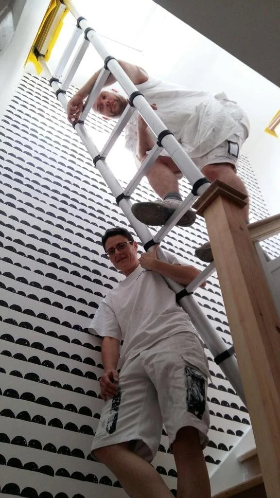 Black and White Patterned Wall Installation