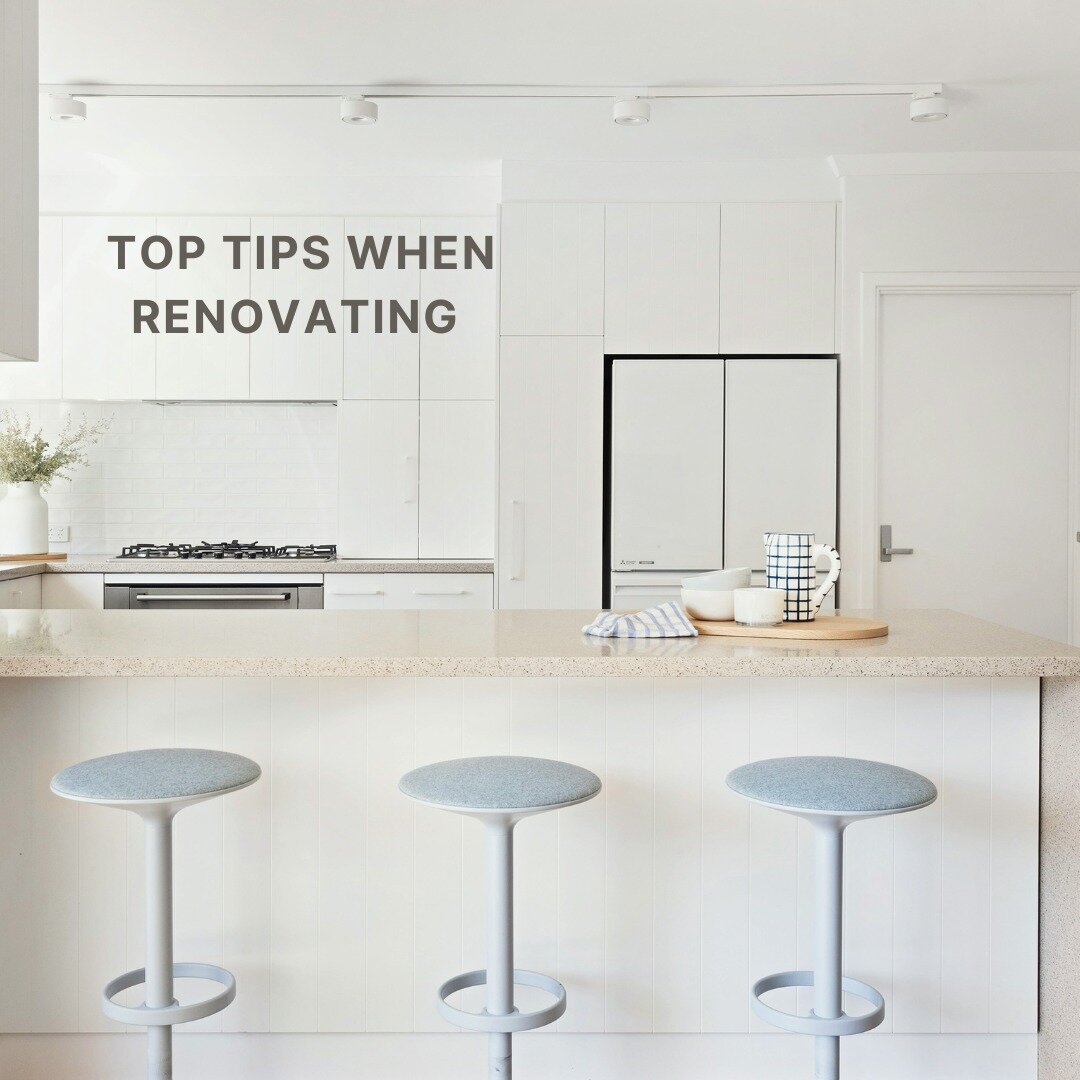 Top tips for renovating! 
+ PLAN EVERYTHING CAREFULLY
+ MAKE A FEATURE OUT OF OBVIOUS CHANGES OR QUIRKS
+ CHECK YOUR BUDGET
+ CHOOSE MATERIALS FOR THEIR TEXTURE/ WARMTH
+ DESIGN STORAGE SPACES FOR HOW YOU&rsquo;LL USE THEM
+ THINK ABOUT ALL ASPECTS O
