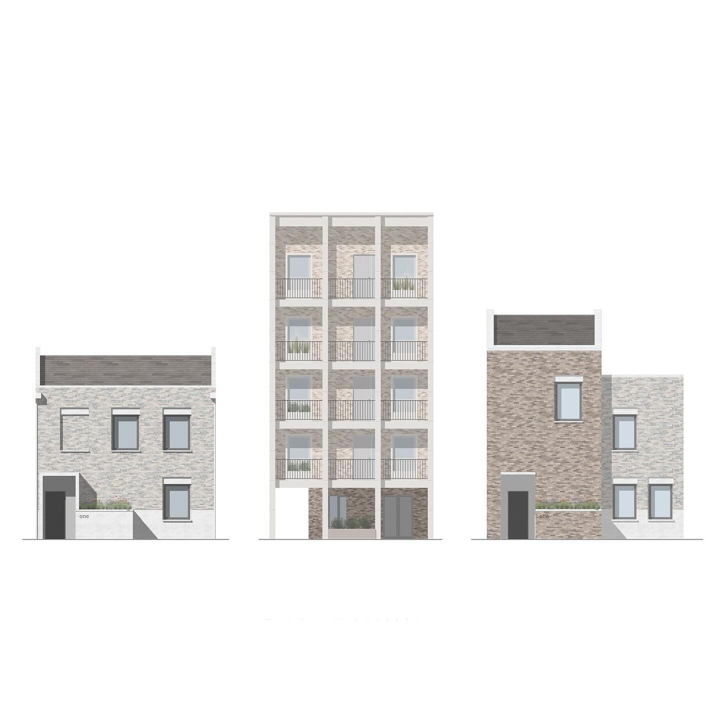 We used bay studies to guide the design of a mixed-typology residential development that had been recently submitted for planning approval, a combination of terraced houses and a multi storey apartment block. This approach ensures the buildings are p