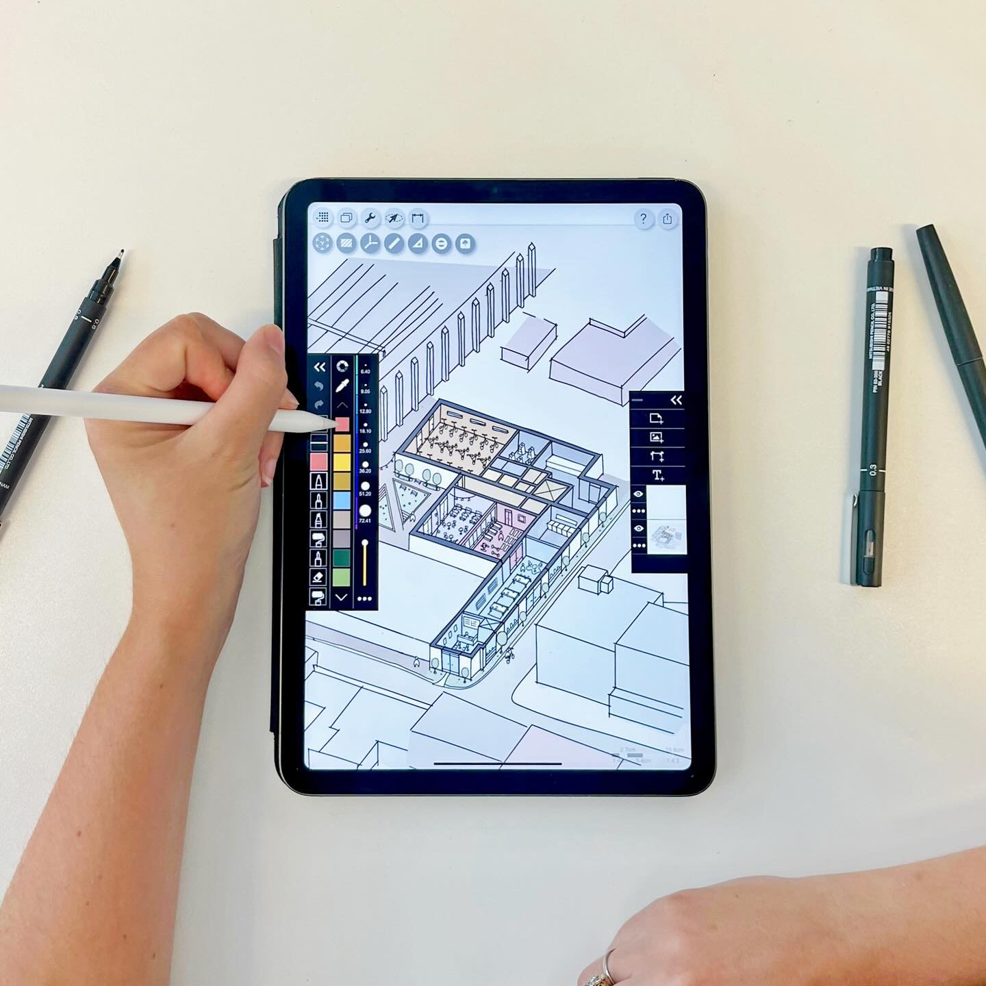 At Claridge Architects, we value a range of tools to support the design process and communicate ideas clearly at every stage. While hand sketching offers a unique immediacy and rawness, tablet-based sketching introduces a level of freedom that encour