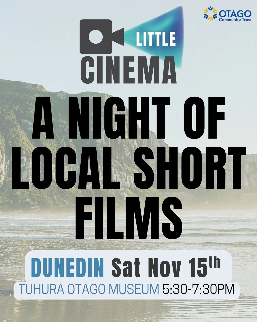 Dunedin! 🎥 See you next Saturday at the Barclay Theatre @tuhuraotagomuseum with a nice early 5:30pm start and time for a mingle afterwards! 

You don't want to miss this fantastic line up including award-winning Dunedin-made shorts &amp; more from a
