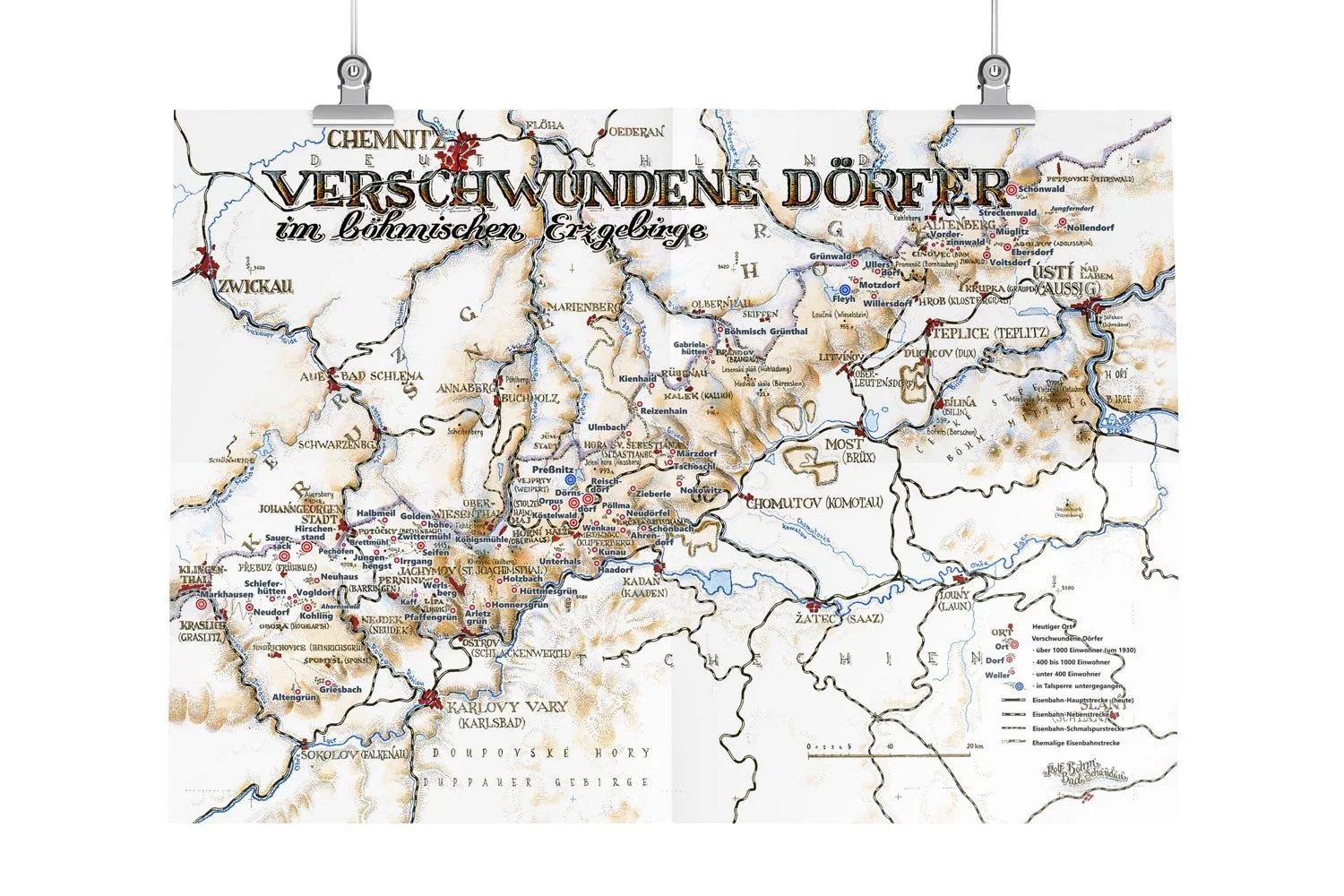 Fotoposter „Verschwundene Dörfer im böhmischen Erzgebirge“ – Karte von Rolf Böhm (50 × 75 cm)