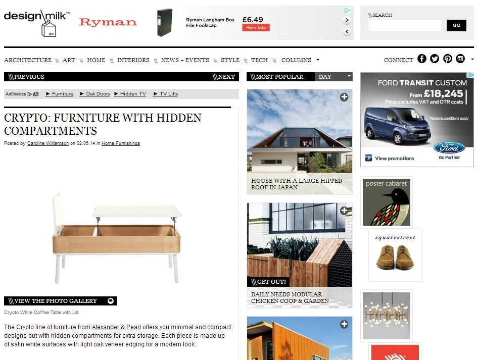 Design Milk February 2014 - Pad Coffee Table (renamed Crypto)