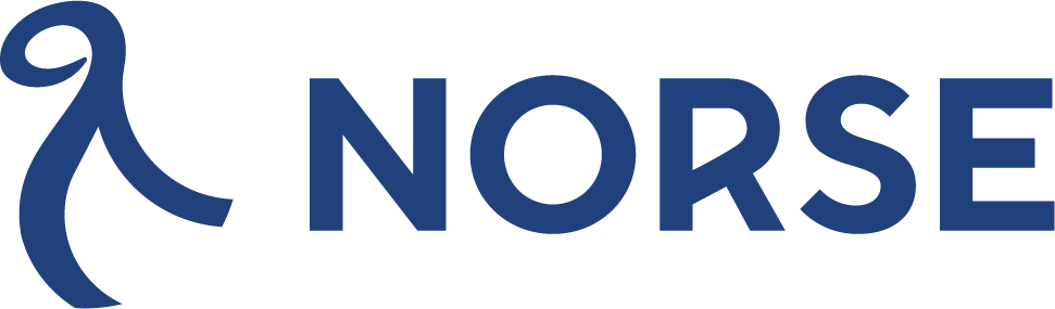 Logo med ordene 'NORSK' og en grafisk representasjon av en fjellformasjon i mørkeblått.