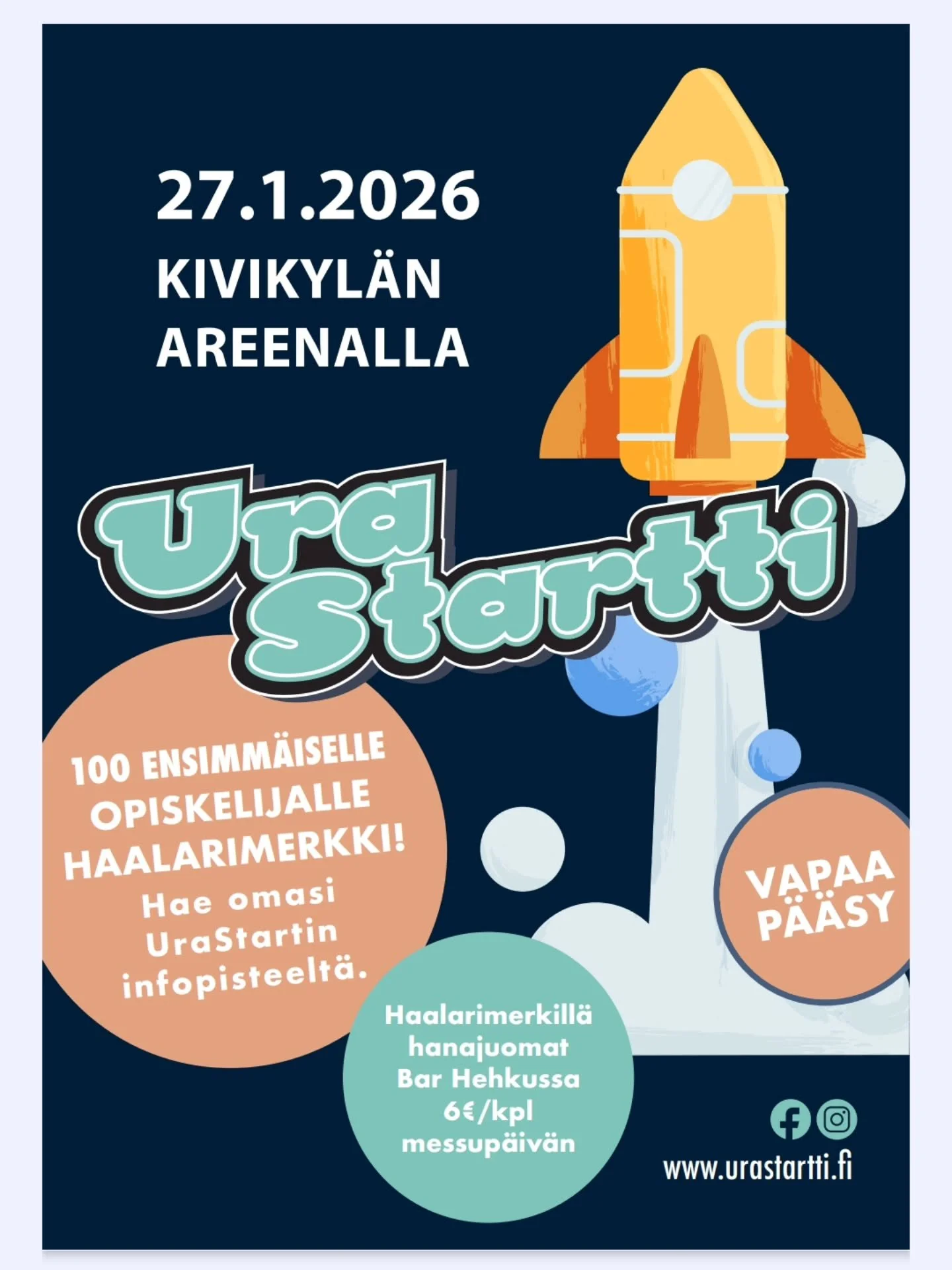Perinteiset Urastartti-messut tiistaina 27.1.2026 Kivikyl&auml;n Areenalla 🔥
100 ensimm&auml;iselle opiskelijalle haalarimerkki! T&auml;t&auml; ei kannata missata!
#urastartti