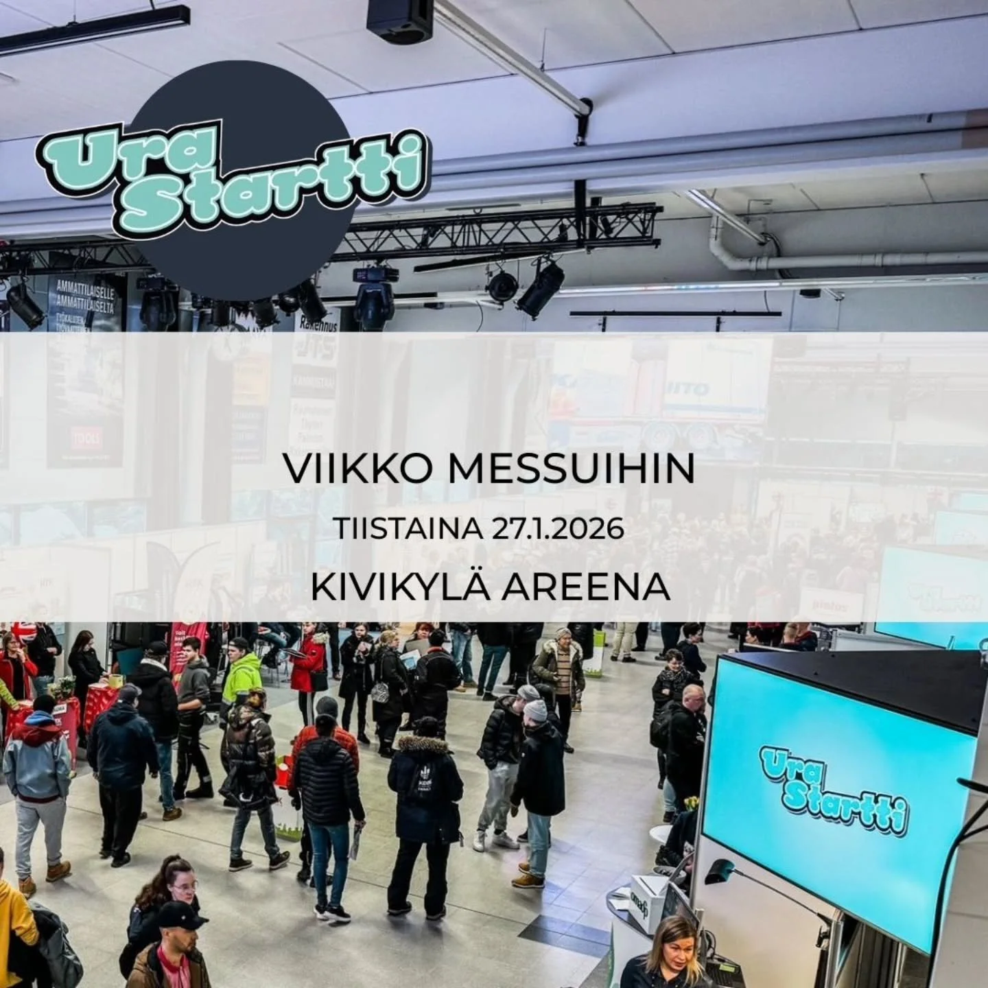 En&auml;&auml; viikko ja p&auml;&auml;st&auml;&auml;n messu tunnelmaan! 🤩
Perinteiset Urastartti-messut Kivikyl&auml; Areenalla tiistaina 27.1. kello 9-15!
Laitathan sen nyt jo kalenteriin ettet vaan missaa t&auml;t&auml;!
#urastartti