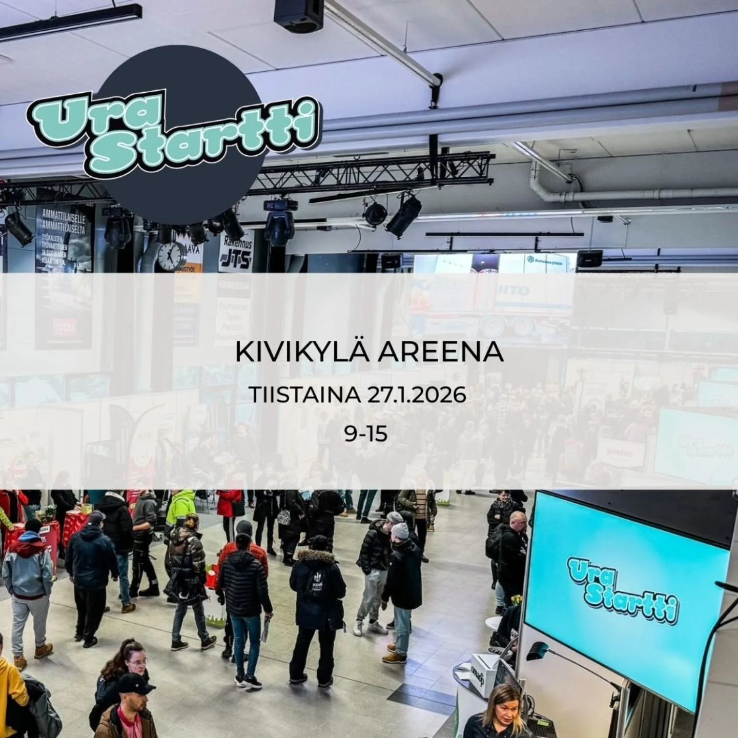 Messut tiistaina 27.1. kello 9-15 Kivikyl&auml; Areenalla!
N&auml;hd&auml;&auml;n siell&auml;!

Messuilla on mukana noin nelj&auml;kymment&auml; yrityst&auml;, joten t&auml;m&auml; on hyv&auml; tilaisuus mietti&auml; uravalintoja.
Olitpa sitten opisk