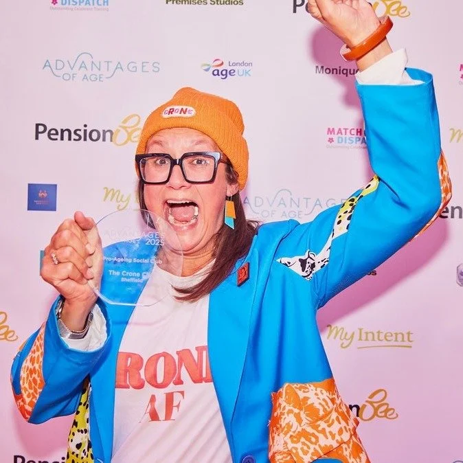 A HUGE thank you to everyone who nominated Crone Club for an Advantages of Age award! Crone @lisahough1 and I put on our adulting crone pants and went down to that there London (Hoxton, no less!) to meet and celebrate with other amazing individuals a