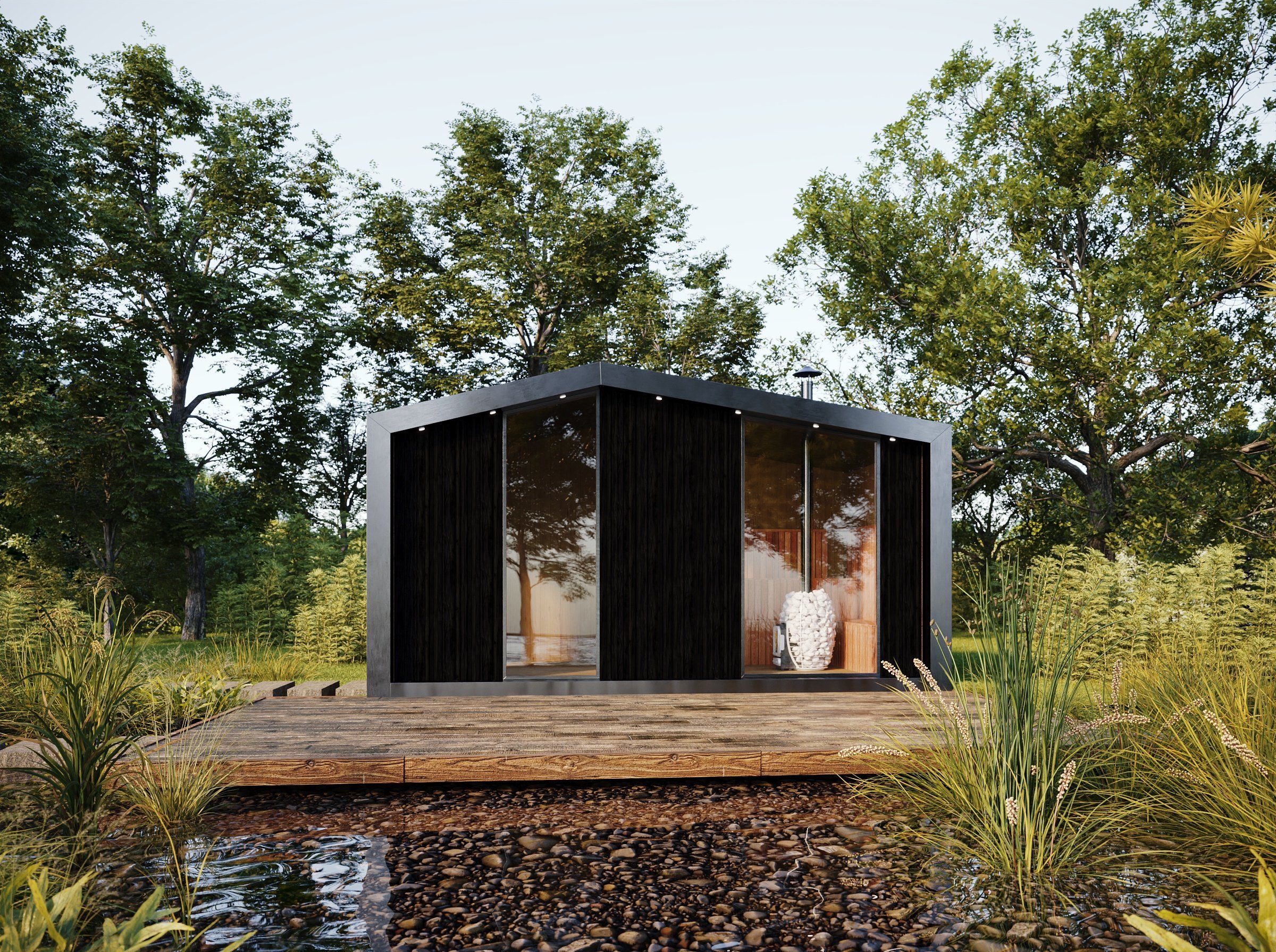  Our largest sauna seating up to 12 people with lobby, changing room and rooms.