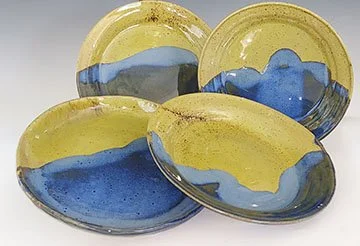 Handcrafted-Ceramic-Plates-Ravens-Blue-Carmel-Glaze