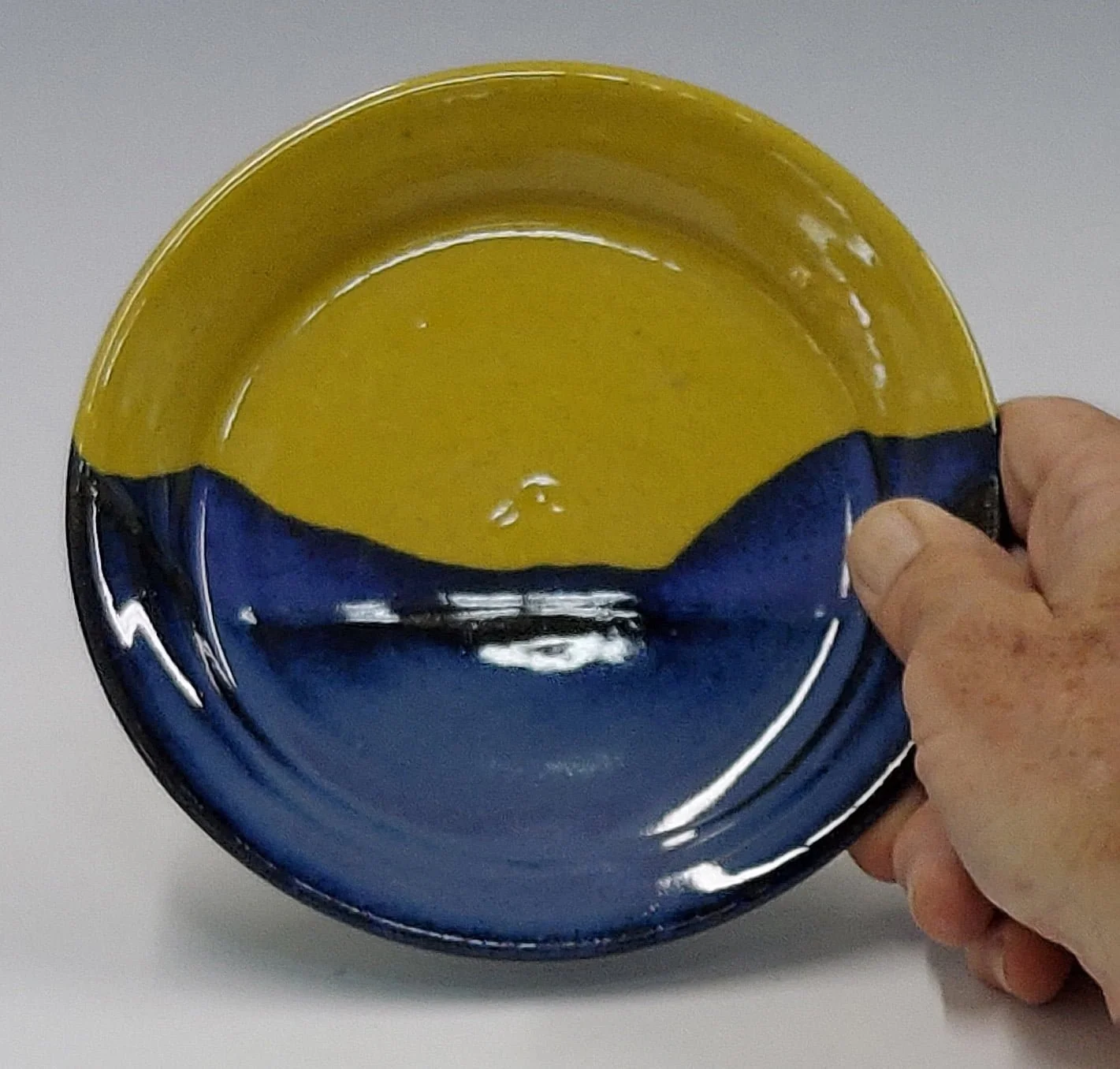 Hand-Crafted-Ceramic- Sauce-L- Green-with-Raves-Blue-Glaze