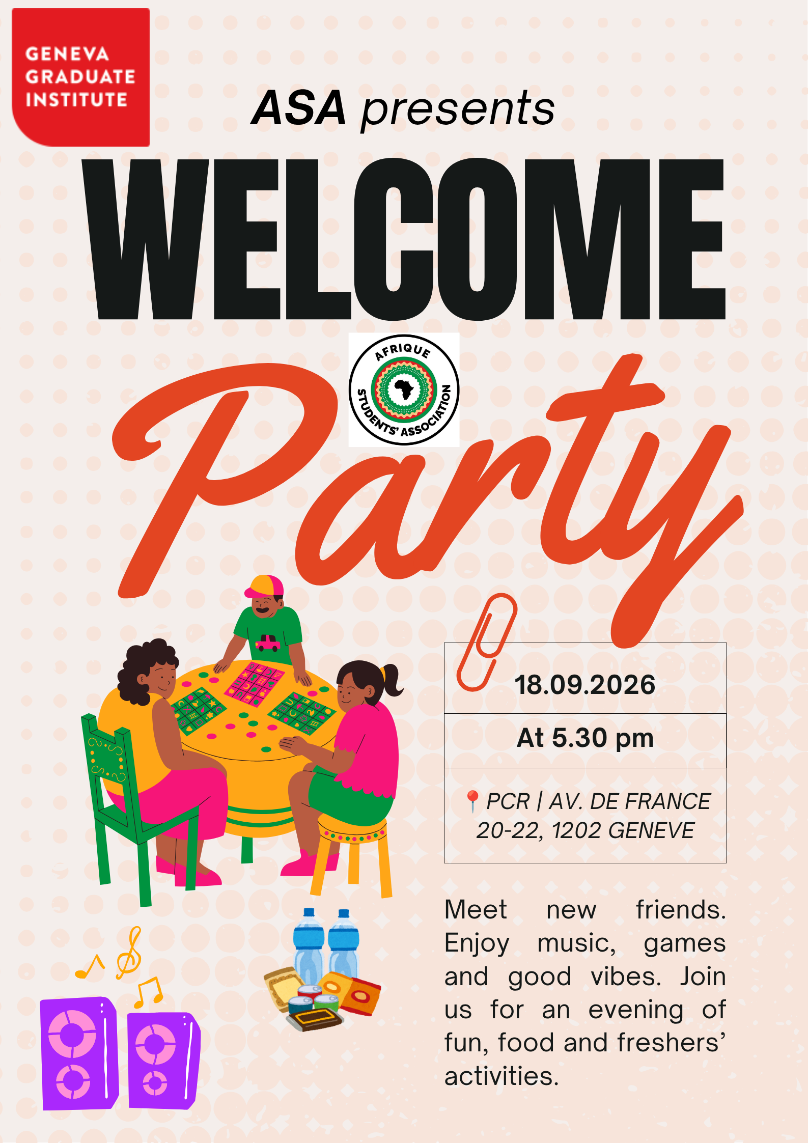 Welcome Party 2026 Poster (1) - GISA IHEID Afrique.png