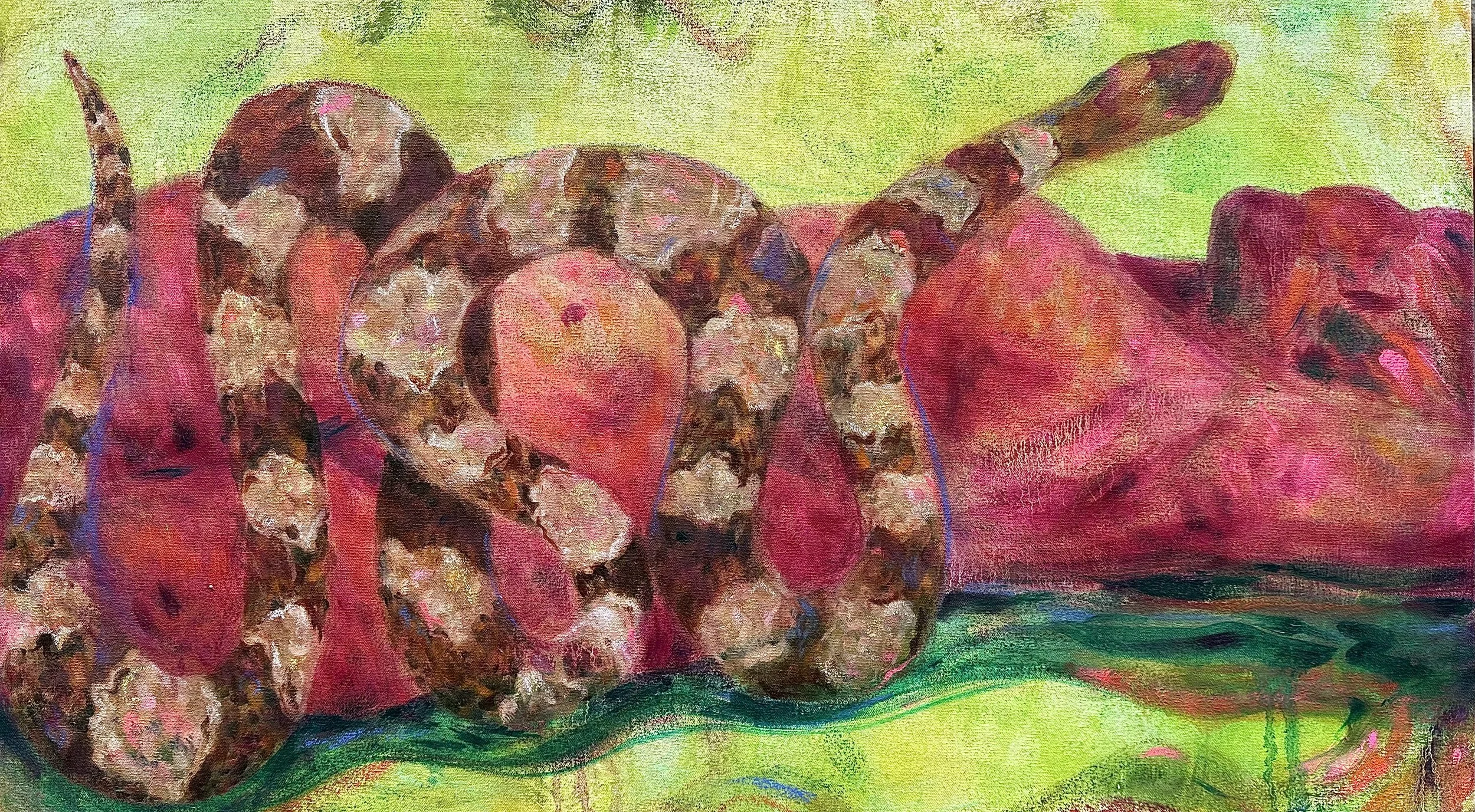 on the blood moon (copperhead dreams) - original oil painting