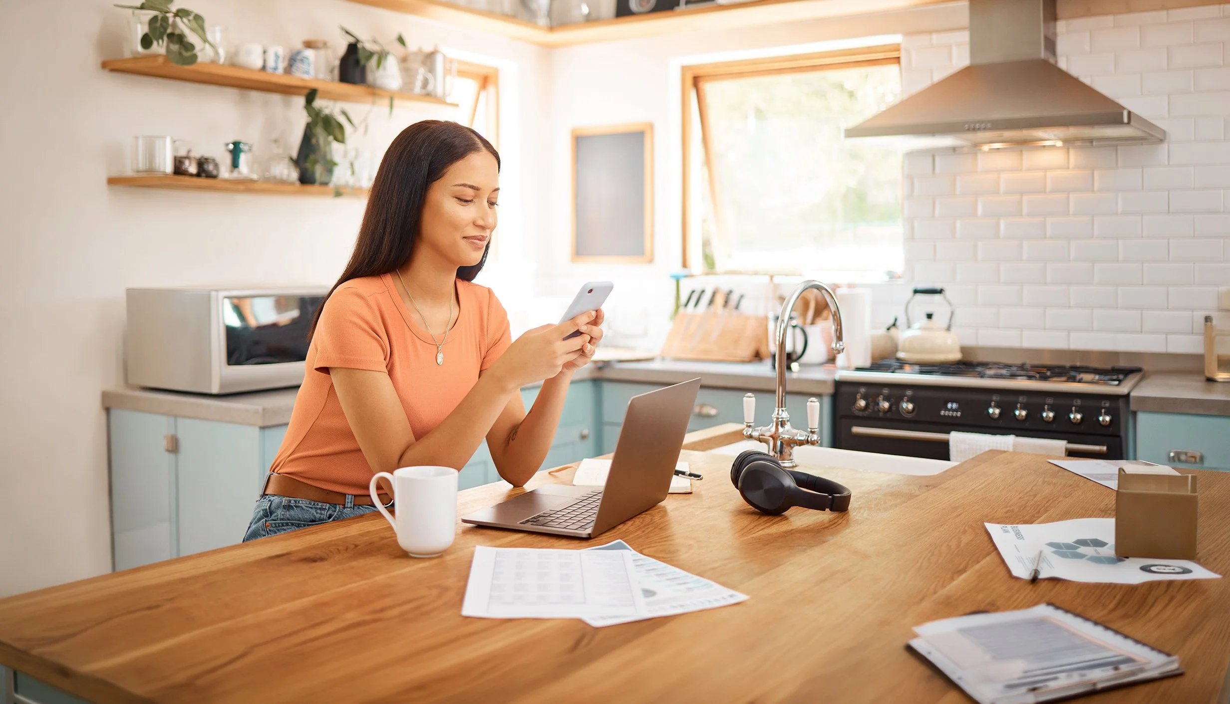 Woman accessing new digital banking