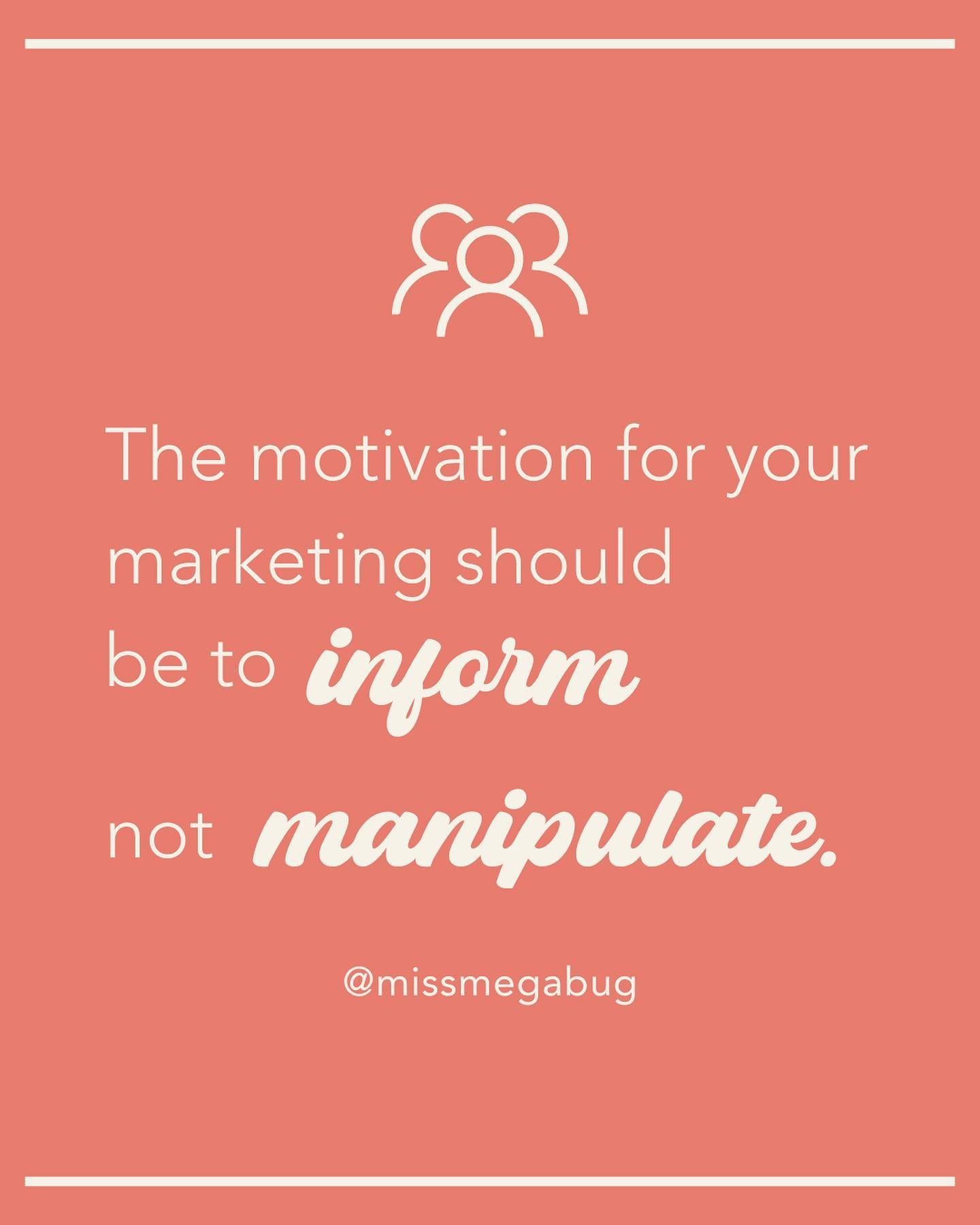 Care to share some manipulative marketing you&rsquo;ve seen? 😬

How do you market authentically in your business? 👇🏼

#marketingtips #smallbusinessmarketing #smallbusinesssupport #smallbusinessmarketingtips