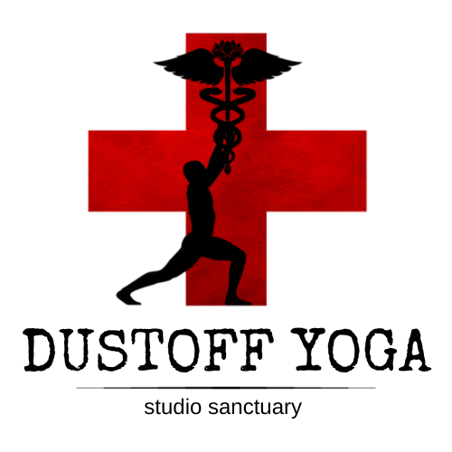 Logo of Dustoff Yoga, based in Littleton, NH.