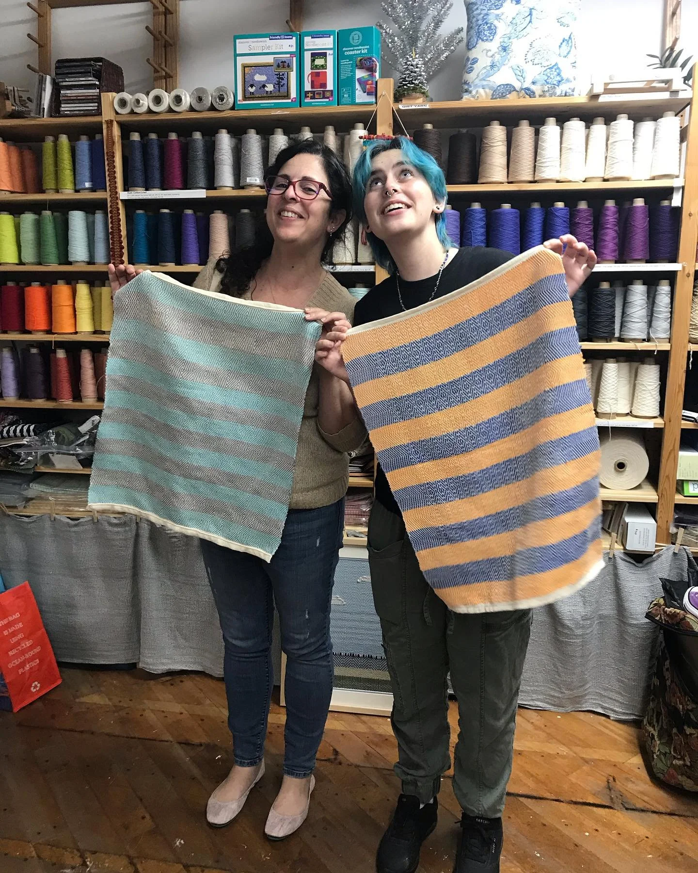 This mother and daughter team did a fabulous job weaving their first towels! Now they are looking towards all the  new weaving projects they see in their future.