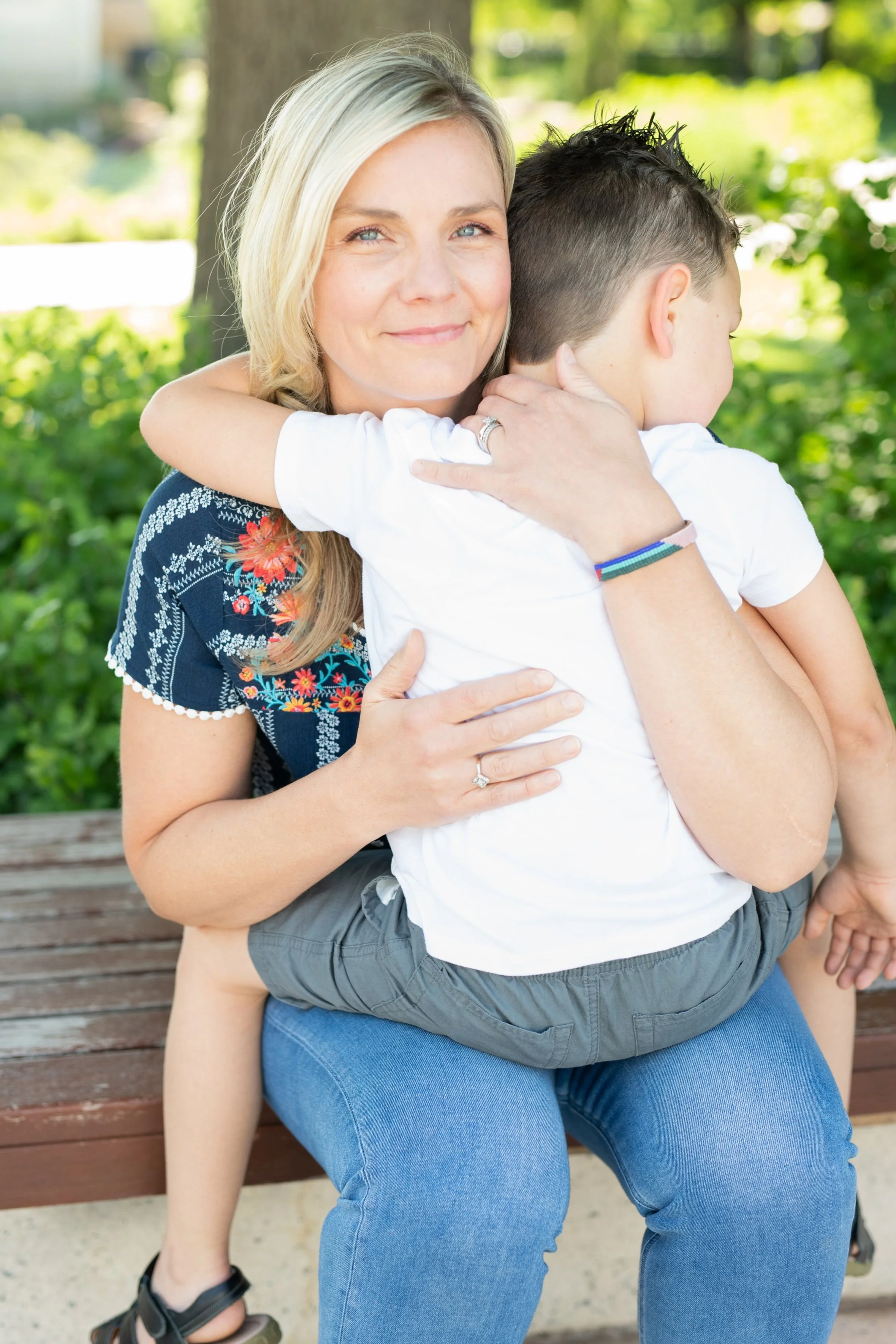 Cassie holding her son