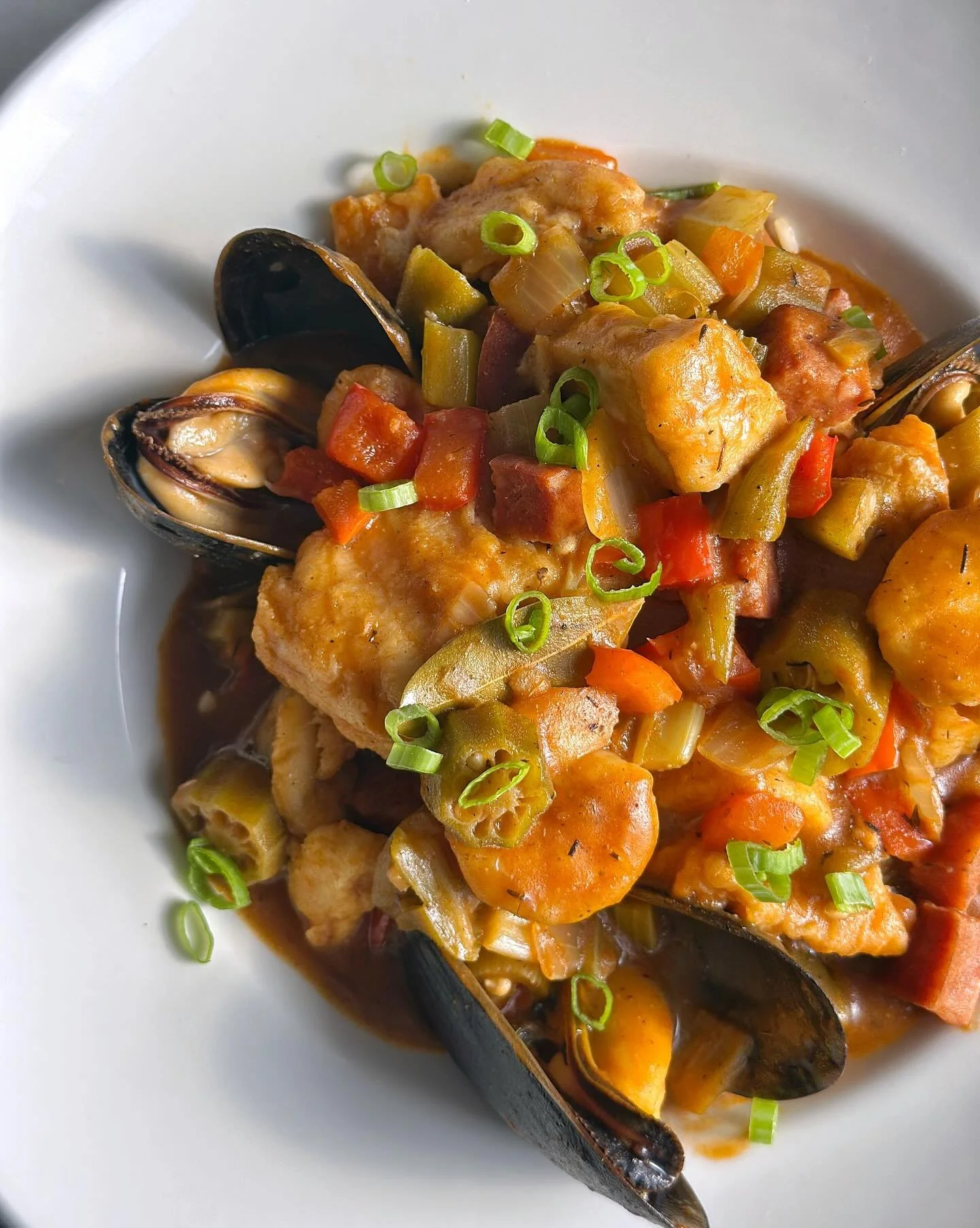 Gumbo is back! Full of fish, shrimp, mussels, andouille sausage and rice this dish is sure to please your belly and your soul!