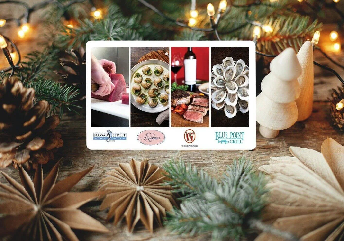 Buy $250 in a single transaction &amp; receive a bonus $25 Gift Card!
For every additional $250, receive another $25.
($500 receives $50, etc.)
*Ends December 31st*
Gift Cards can be used at Nassau Street Seafood &amp; Produce Company, Witherspoon Gr