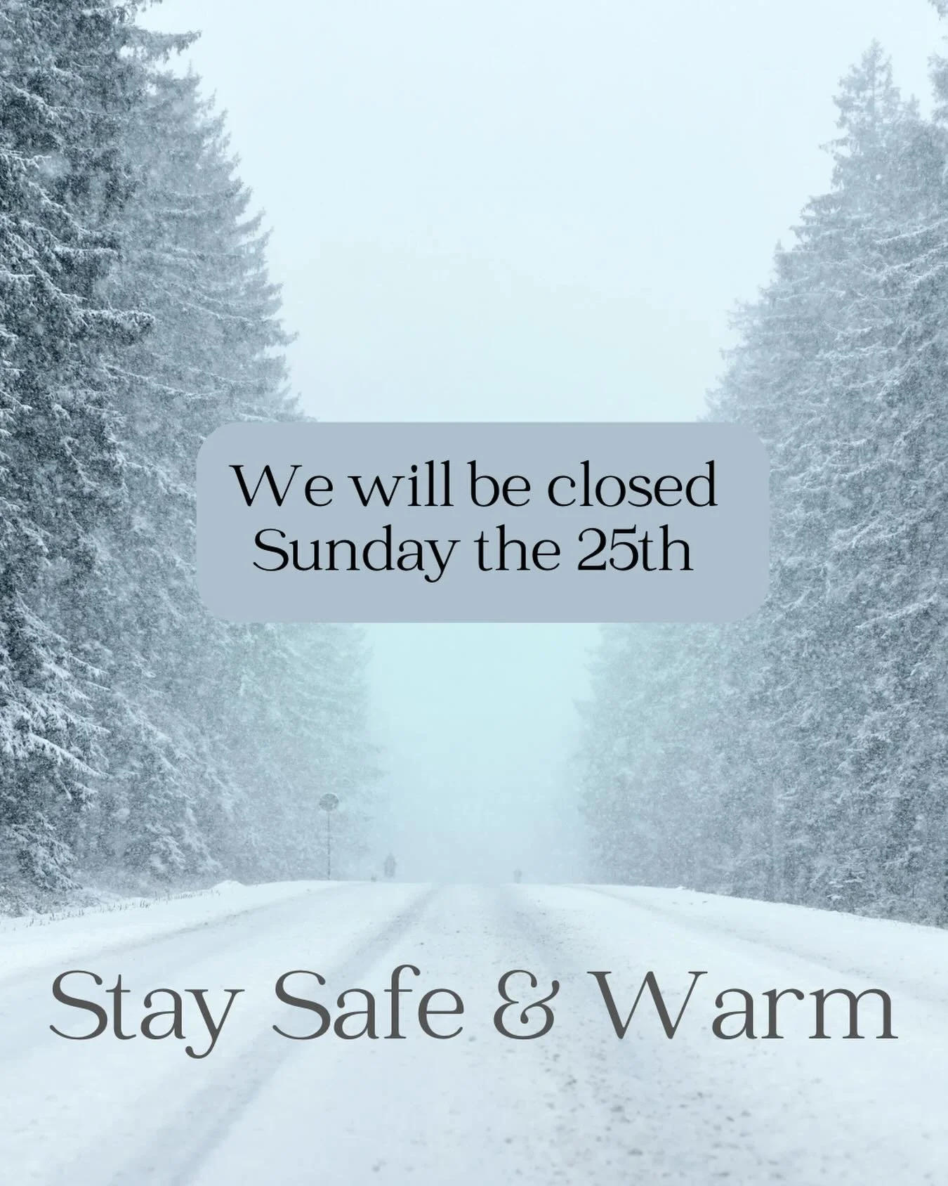 We will be closing Sunday the 25th ❄️ 🍸 stay safe and warm and we will see you on the other side! 🐟