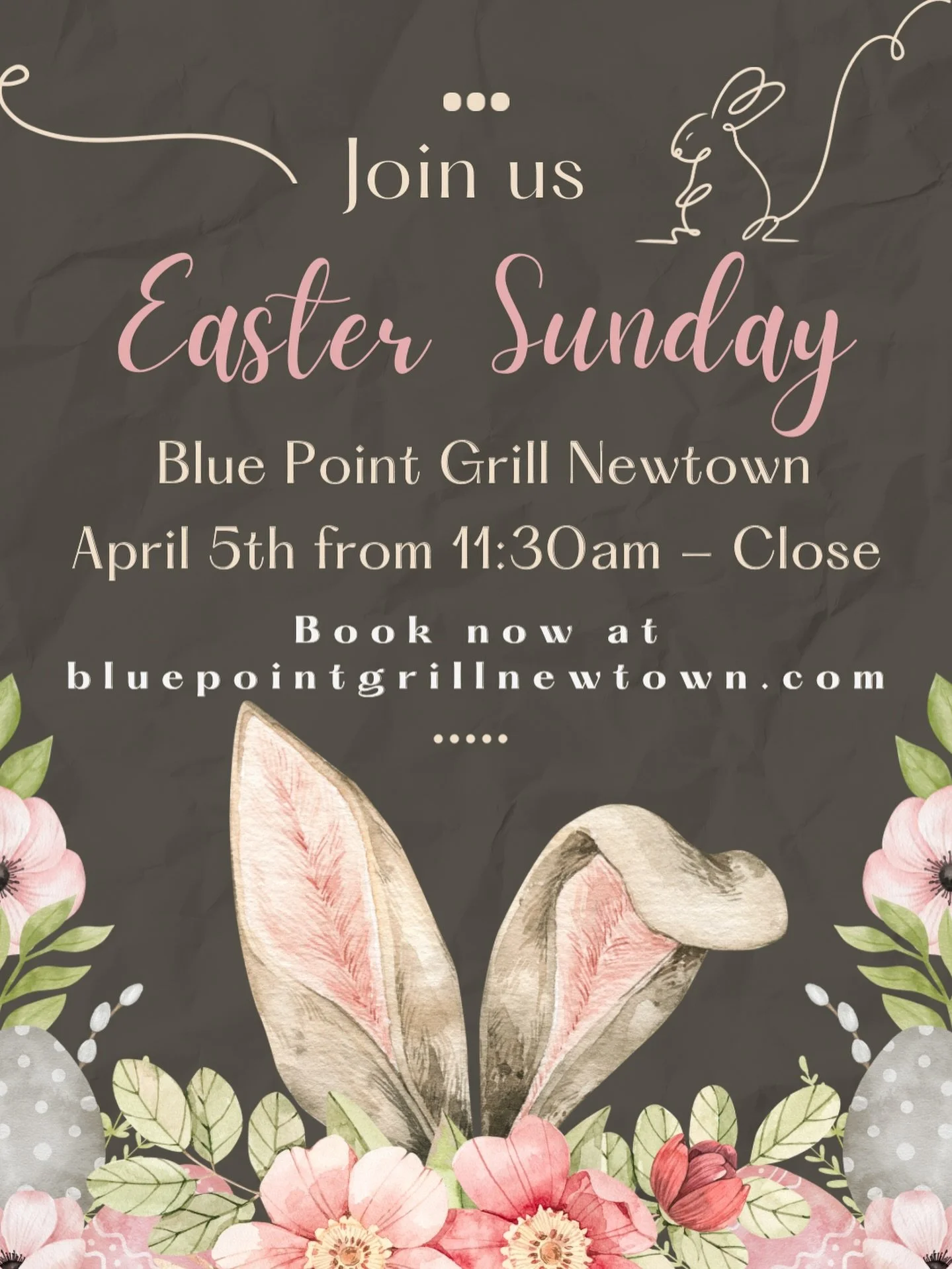🌷 Easter Sunday at Blue Point Grill
Join us in Newtown, PA as we open early at 11:30 AM on Sunday, April 5th to celebrate Easter with brunch, lunch, and dinner specials, plus our full menu and raw bar.

🐇Whether you&rsquo;re gathering for Easter br