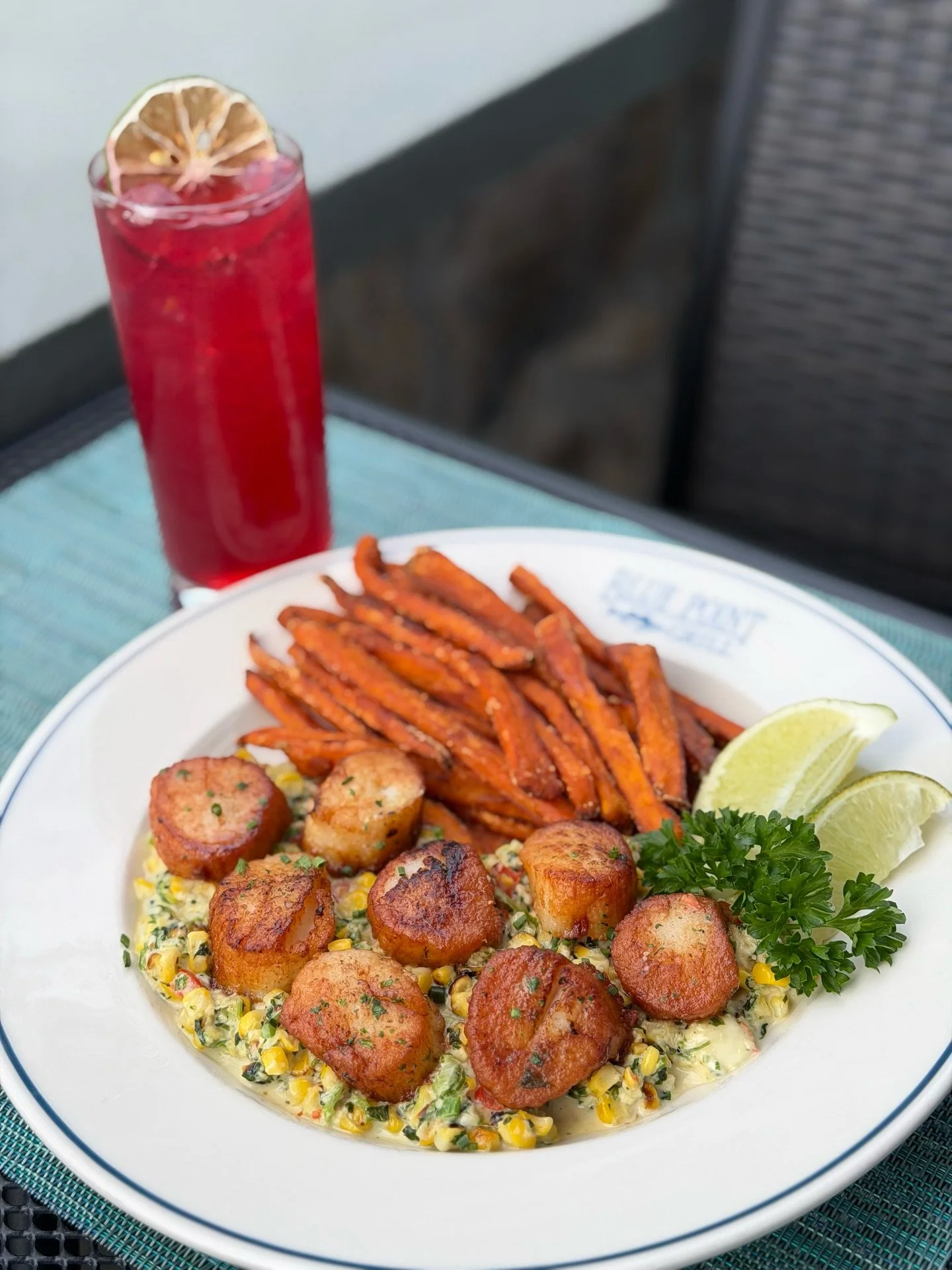 Beautiful weather calls for patio dining in Newtown 🌿

Our new special: seared scallops over a warm street corn salad 🌽&mdash;perfectly caramelized with bright, seasonal flavor.

Pair it with our new hibiscus margarita for the perfect start to your