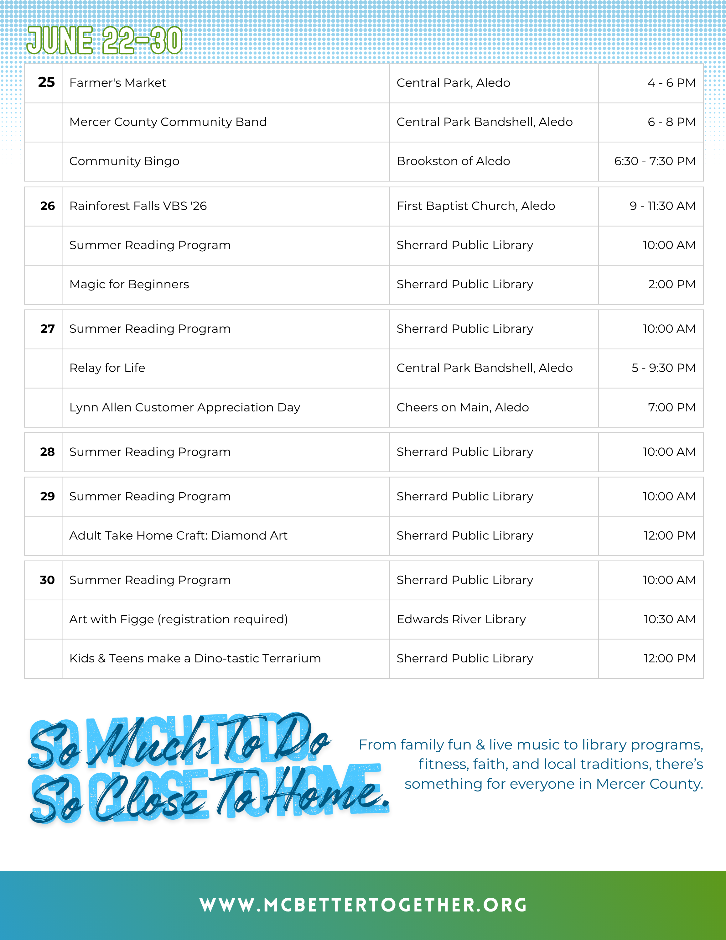 Mercer County Community Calendar page 6