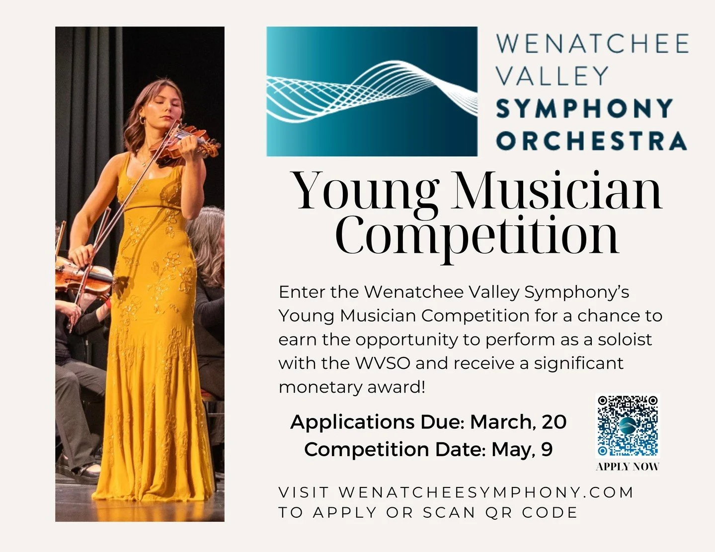 The Wenatchee Valley Symphony&rsquo;s Young Musician Competition is now open. This is an incredible opportunity to showcase your talent, compete for a significant monetary award, and earn the chance to perform as a soloist with the Wenatchee Valley S