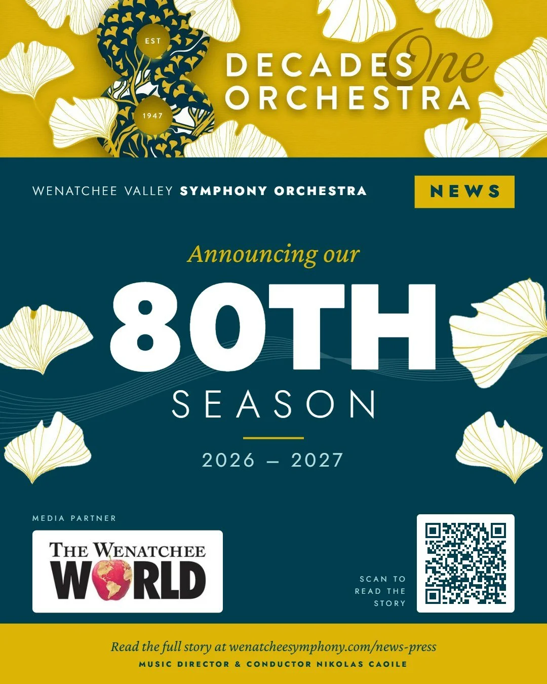 We're in the news! 📰 Thank you to our media partner, @wenatcheeworld, for helping us share the story of our 80th season. Eight decades of music in the Wenatchee Valley, and we're just getting started! 🎶

Read the full story at the link in the first