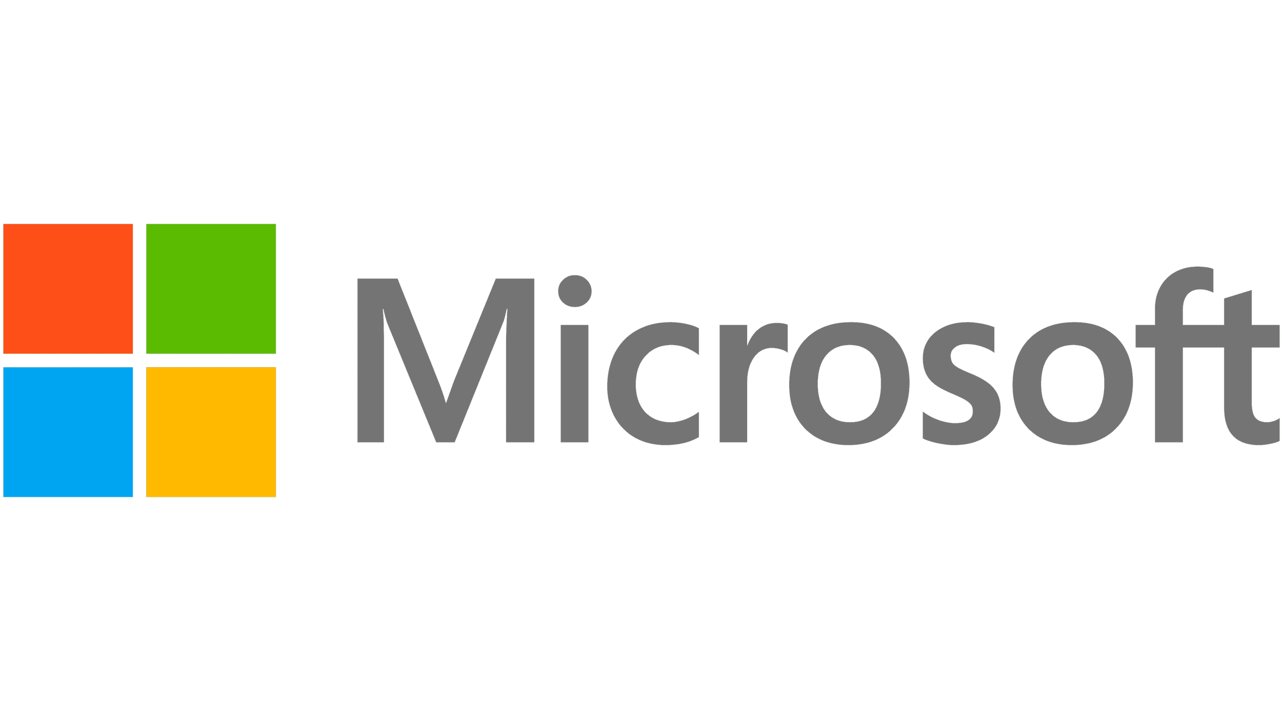 Microsoft logo with four colored squares (red, green, blue, yellow) and the word 'Microsoft' in gray text
