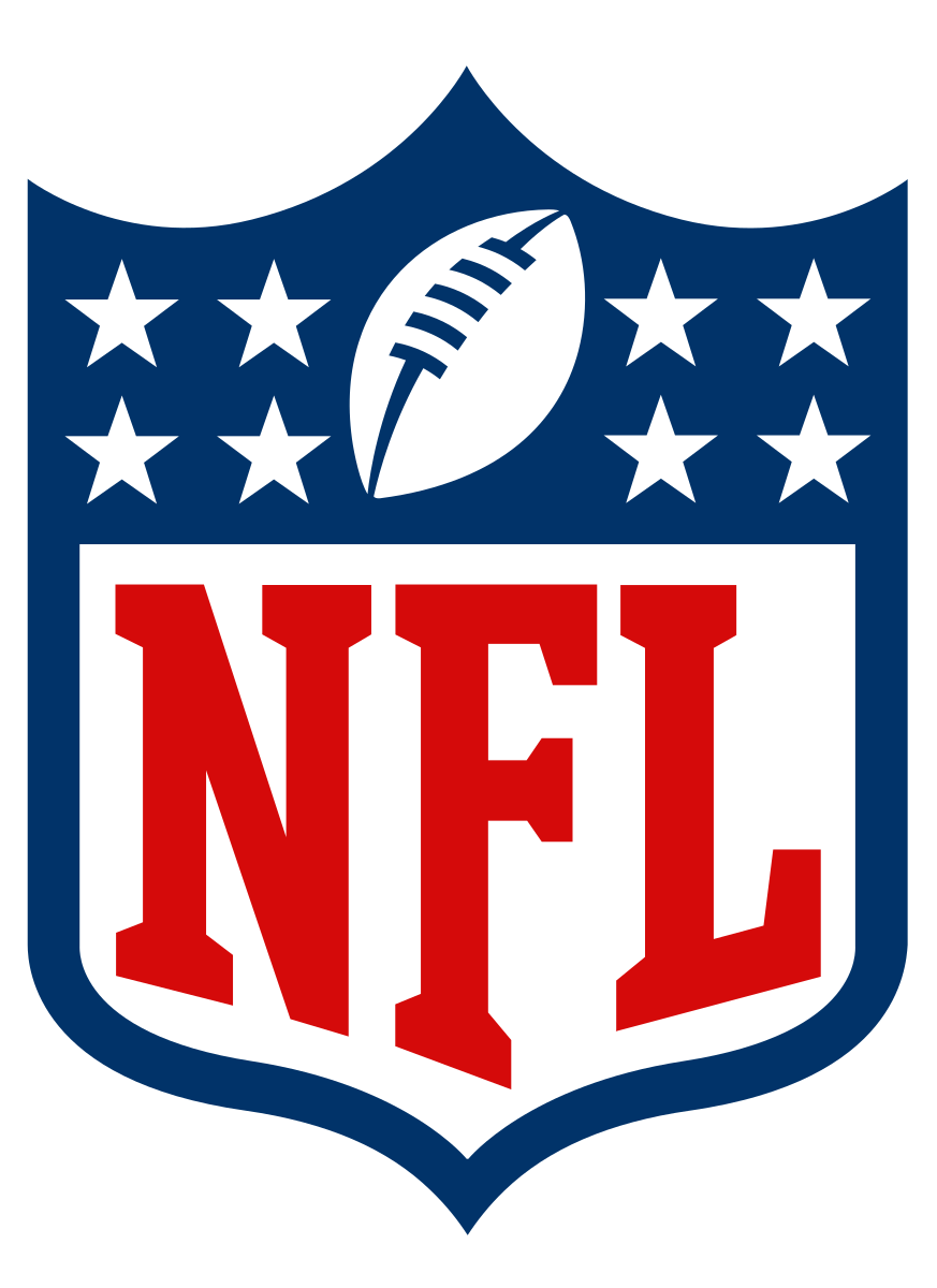 NFL shield logo with blue background, white stars, a football, and red letters spelling 'NFL'.