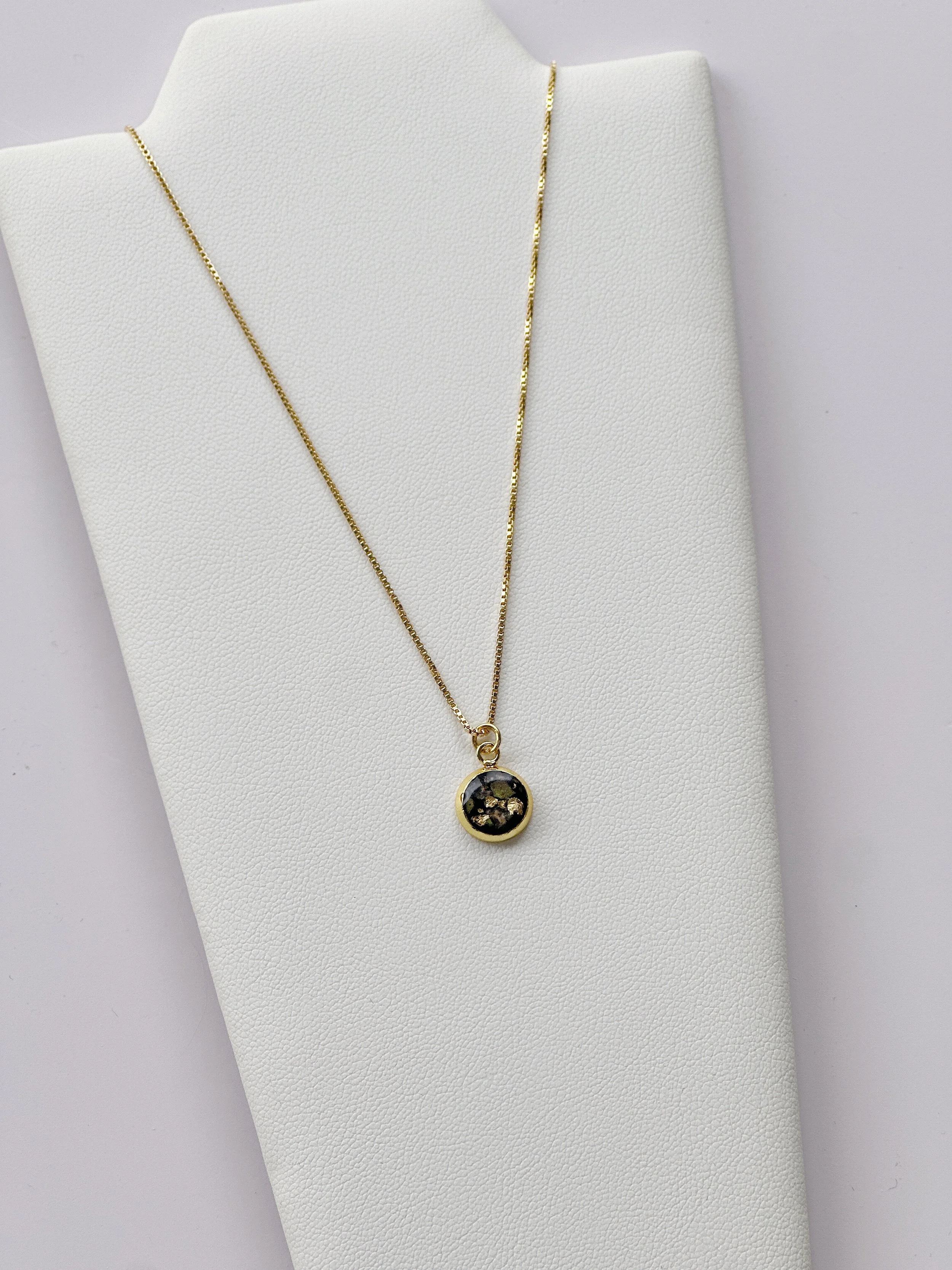 BLACK 8mm ROUND 14k Gold Plated 16" Necklace $75