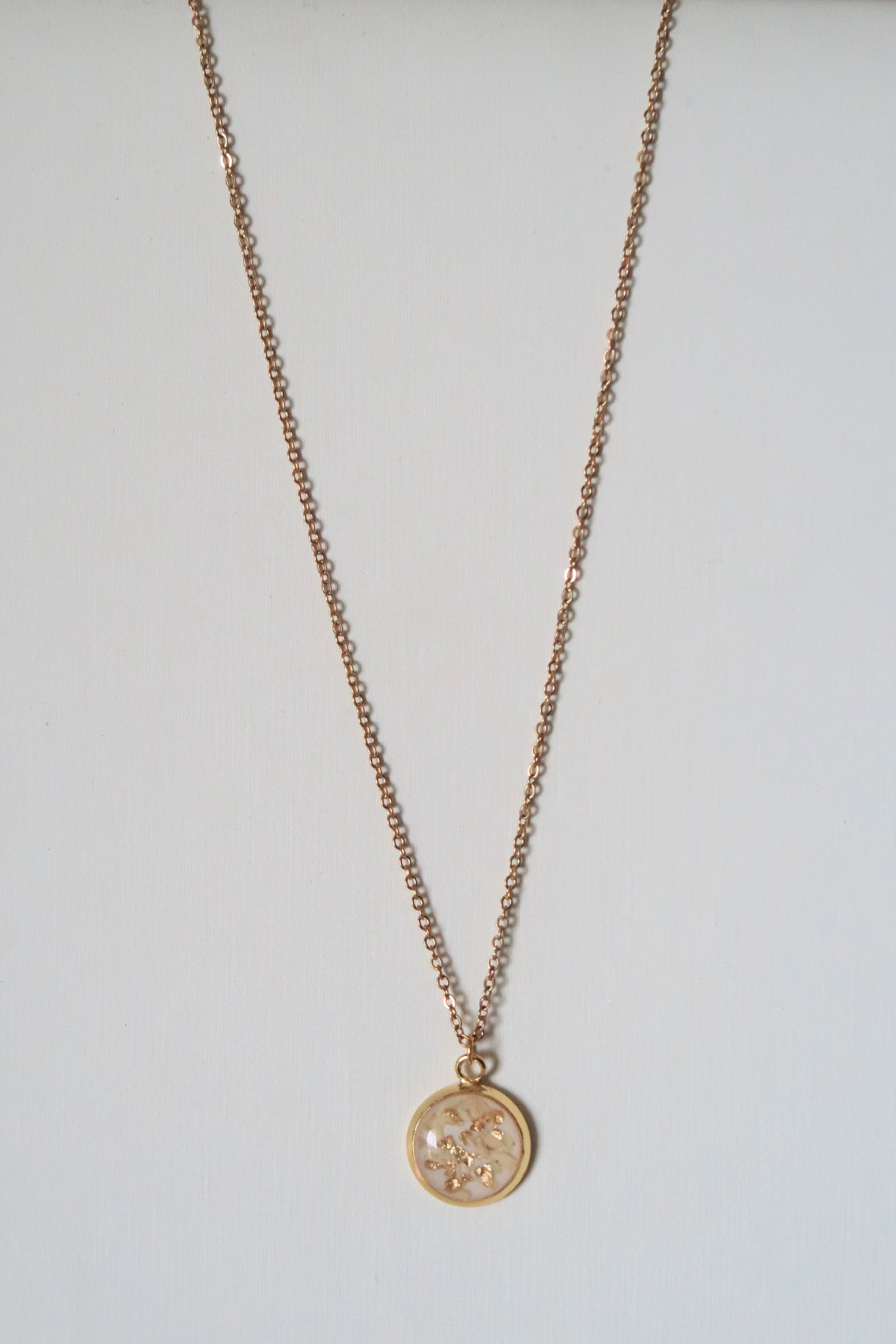WHITE 10MM ROUND 14k Gold Plated 16" Necklace $90