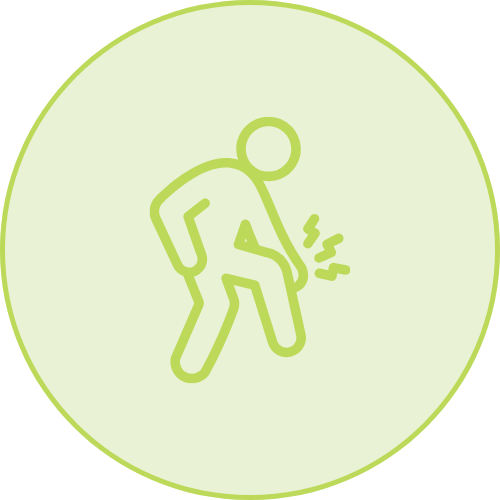 An icon of a person with knee pain.