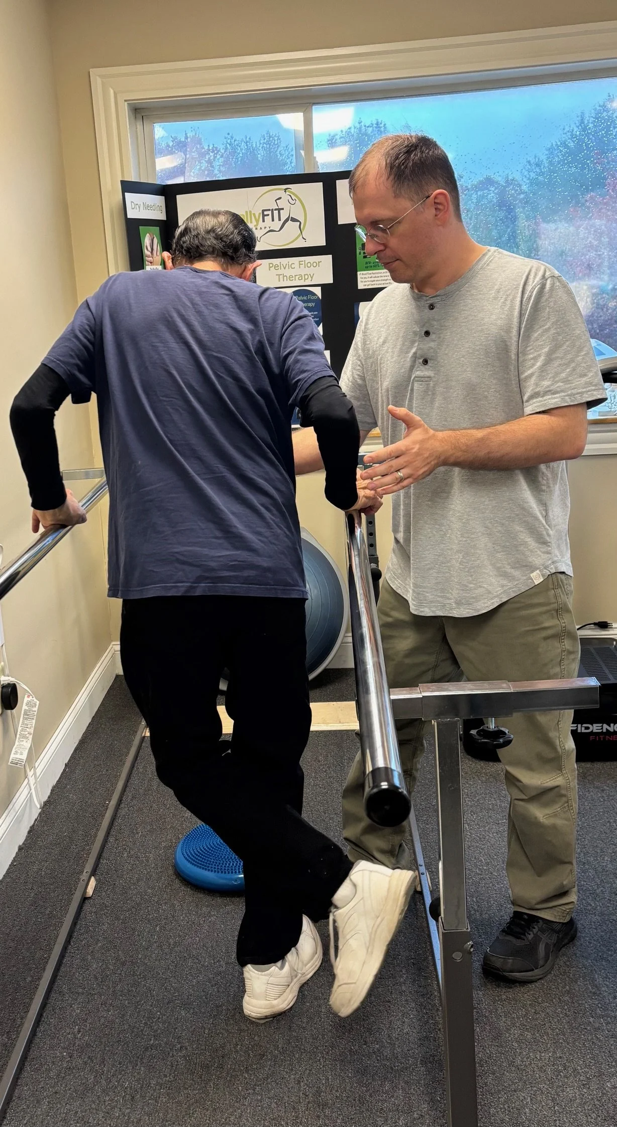 Physical therapy for lower back pain.