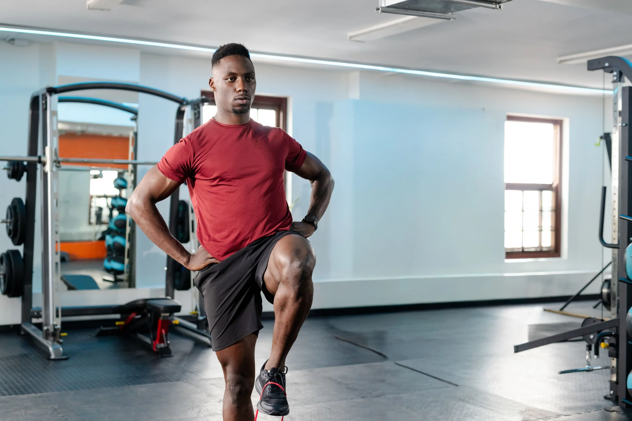 Man doing balance exercises.