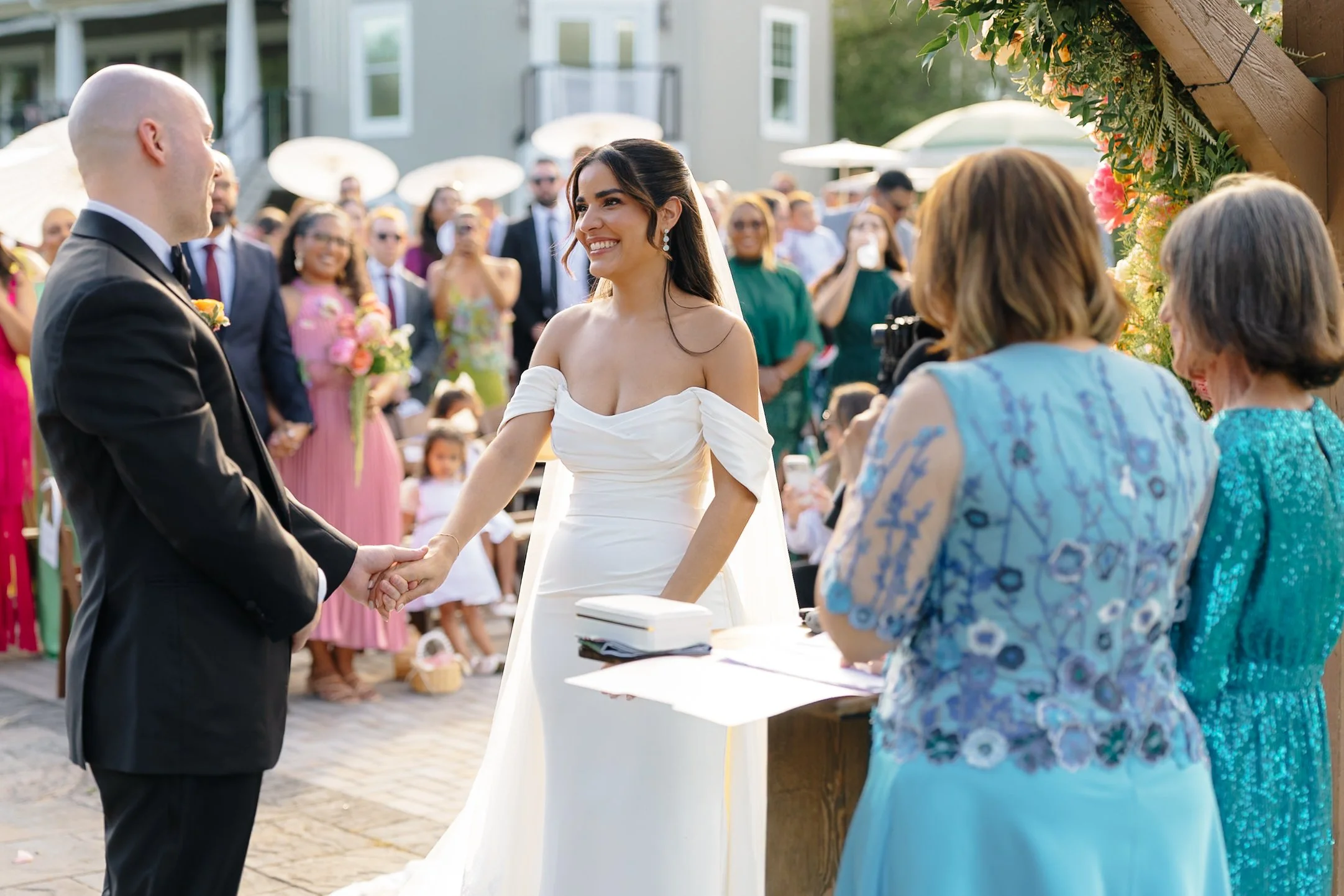 end of aisle, pond ceremony, summer, moms.jpg