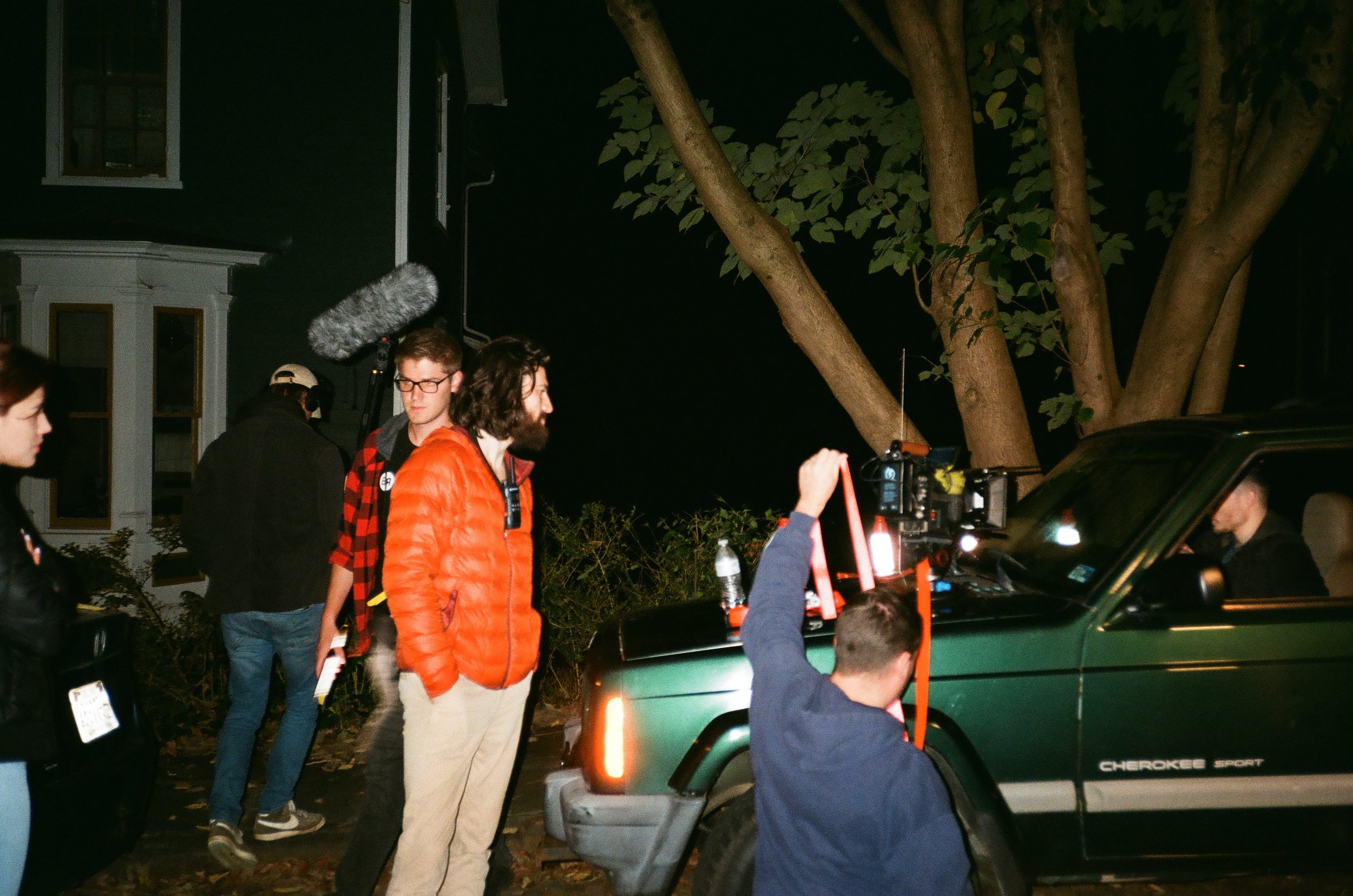 Jonas Larson and Josh Etheridge on set with Blue Ridge film