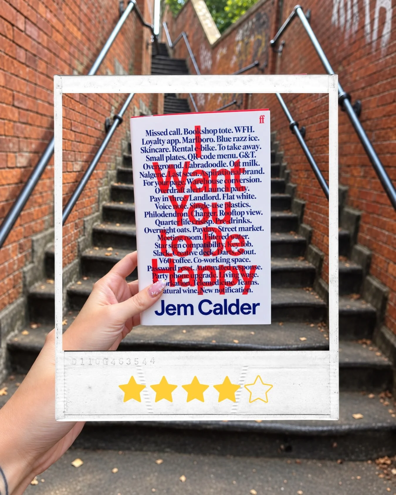 *book review*
I Want You to Be Happy by Jem Calder

Chuck is 35, freshly out of an 11-year relationship and not coping particularly well. Joey is 23, a poet and barista. They meet on a drunken night out and what follows is a very messy, very question