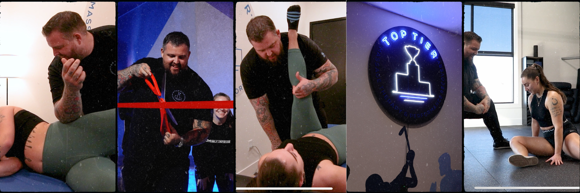 Tyler Recla working with Shannon Thompson grand opening neon top tier sign