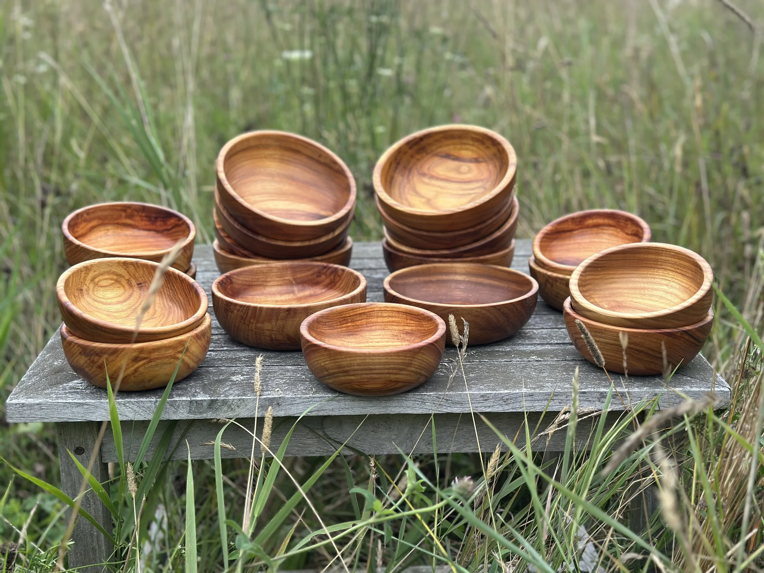 Canary Wood Bowl (6.5"W x 1.75"H) hand-turned on lathe by artisan.