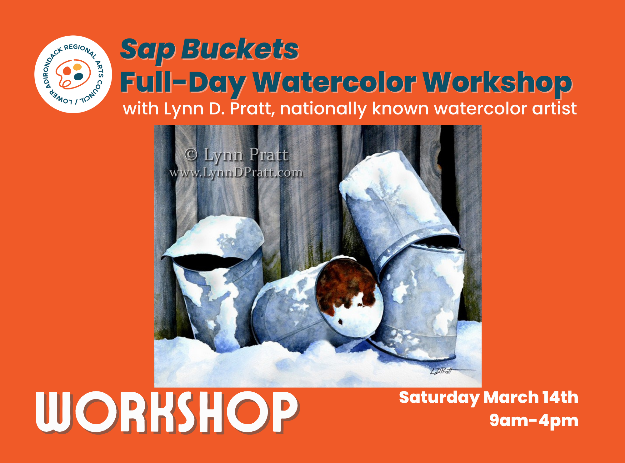 Full-Day Watercolor Workshop "Sap Buckets" with Lynn D. Pratt, NWS AWS WIW 